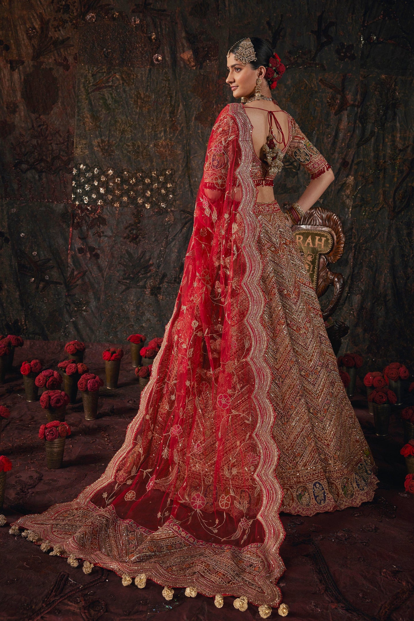 An Earthy Red Silk Lehenga