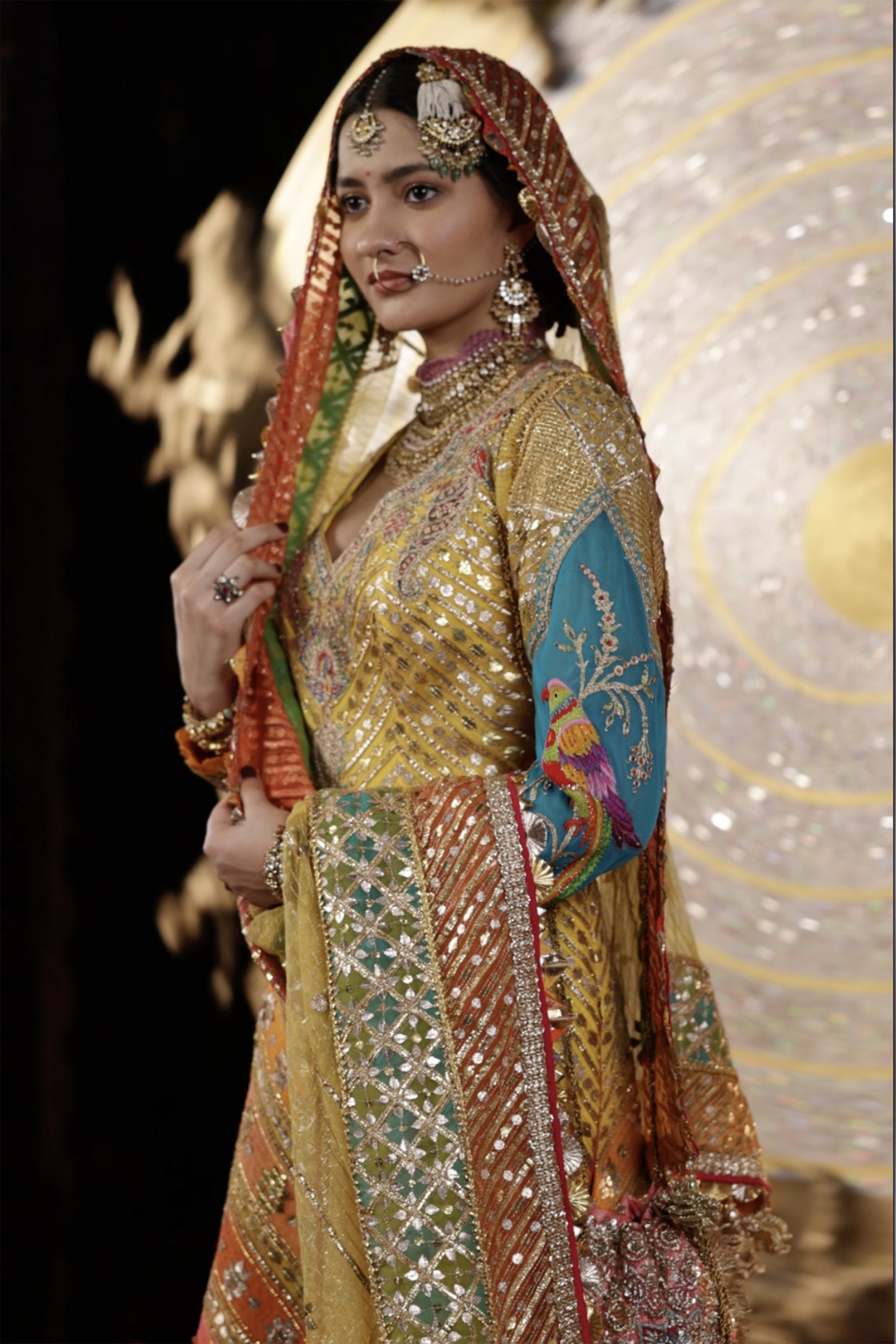 Multicolour Gota Kalidar Kurta Set