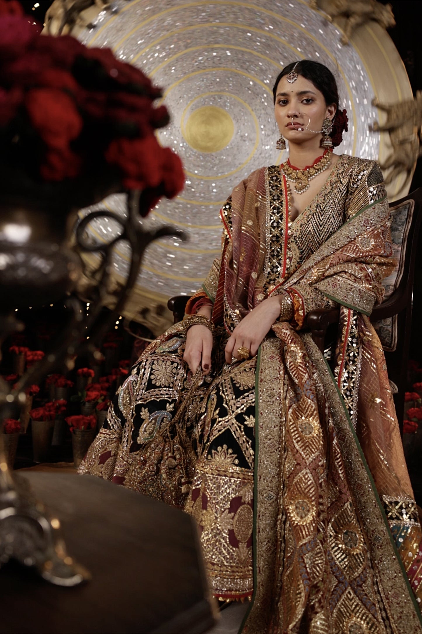 Black and Gold Gota Kalidar Set