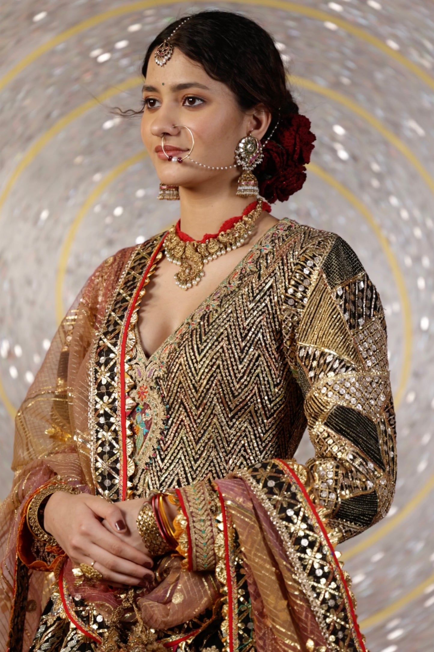 Black and Gold Gota Kalidar Set