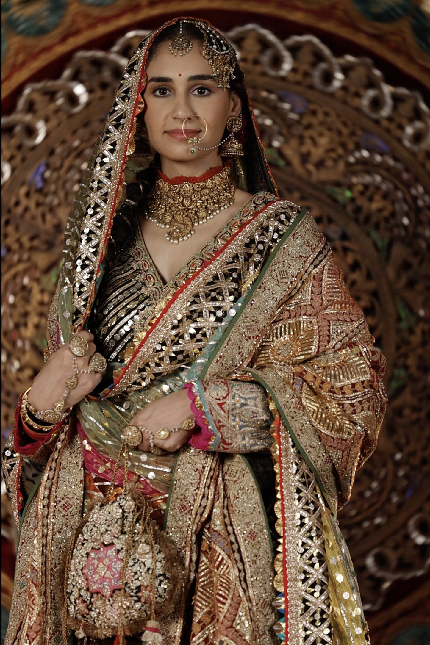 Black and Gold Sharara Set