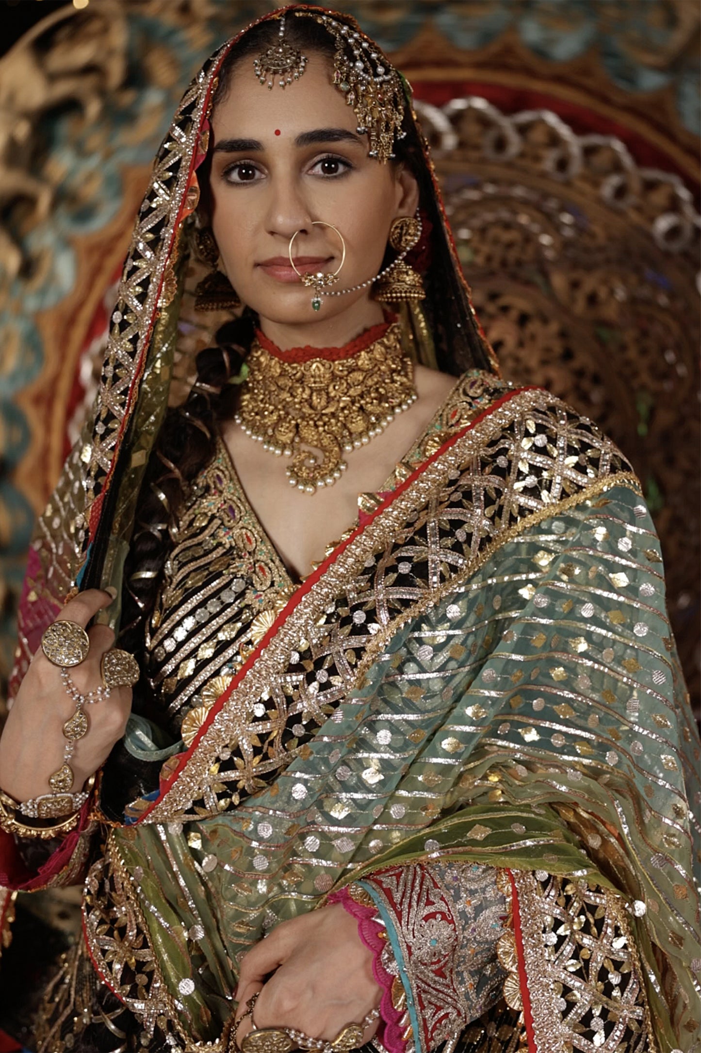 Black and Gold Sharara Set