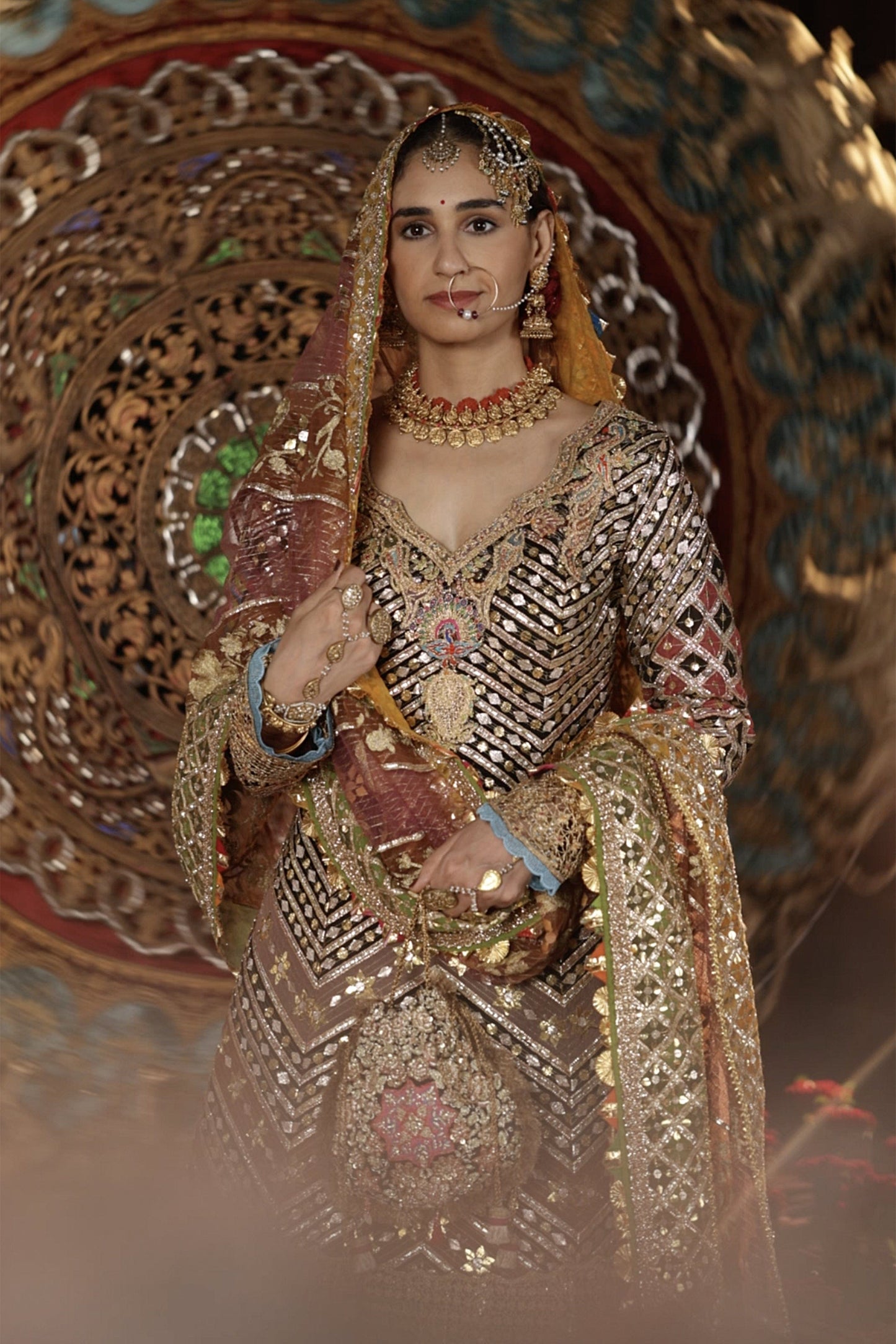 Black and Rose Gold Gota Sharara Set