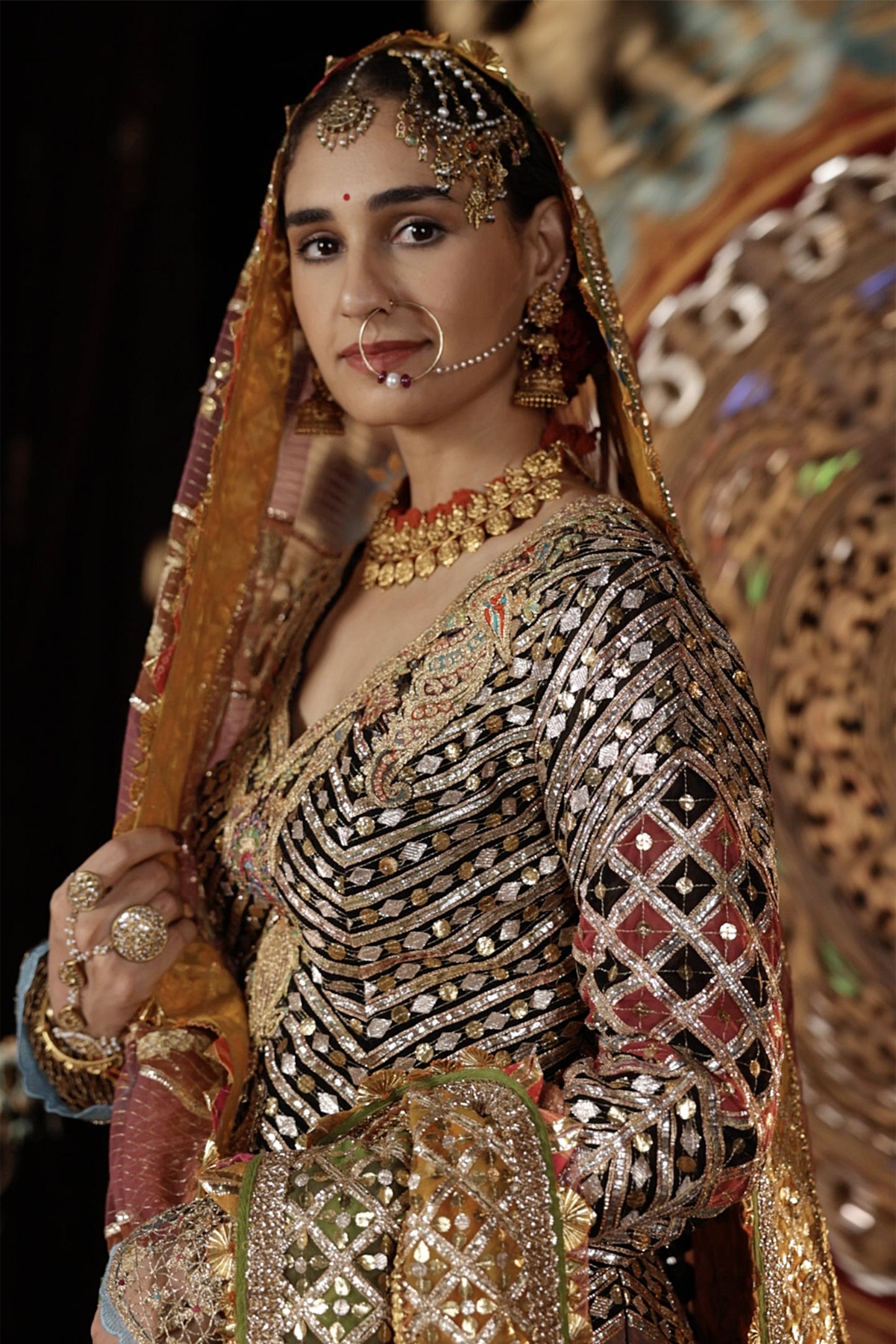 Black and Rose Gold Gota Sharara Set