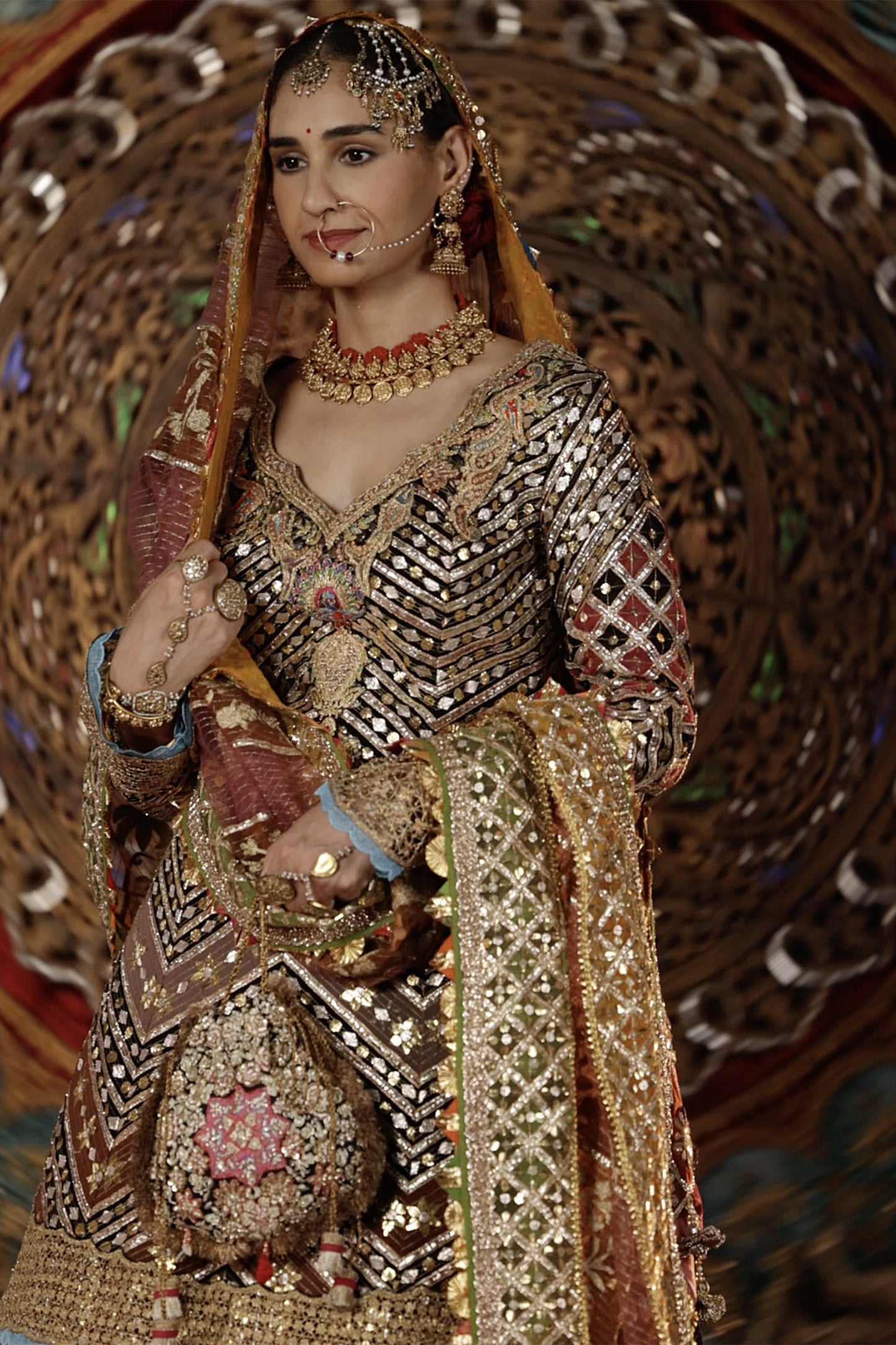 Black and Rose Gold Gota Sharara Set