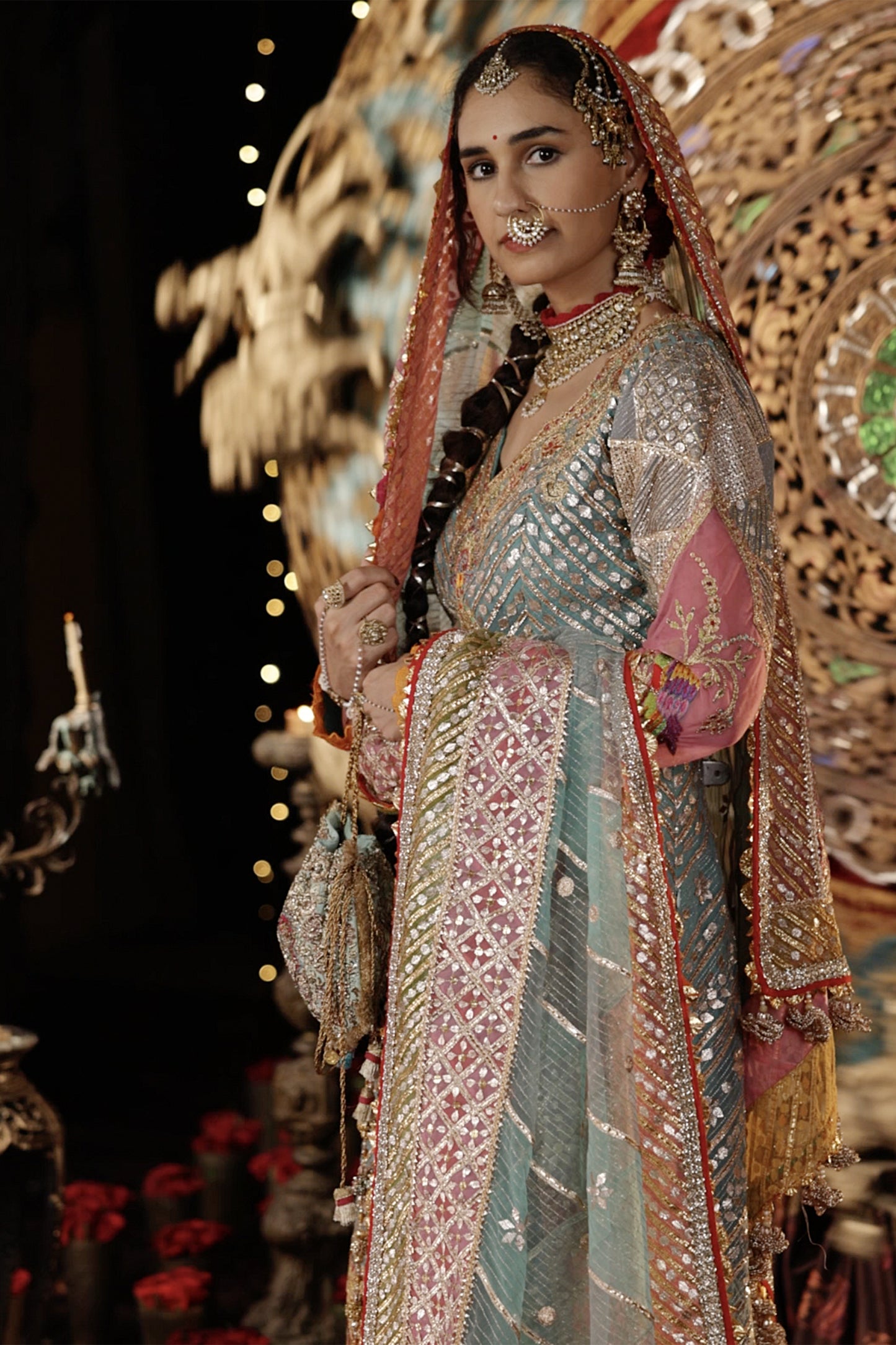 Pale Blue Gota Kalidar Kurta Set