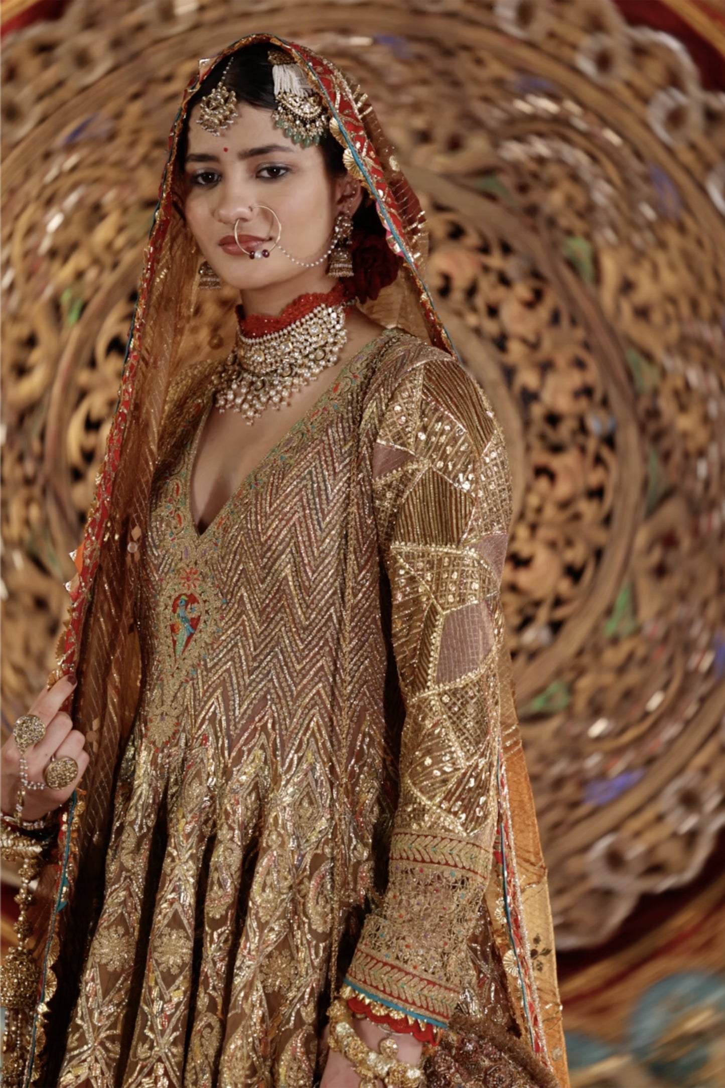 Burnished Gold Gota Kalidar Set