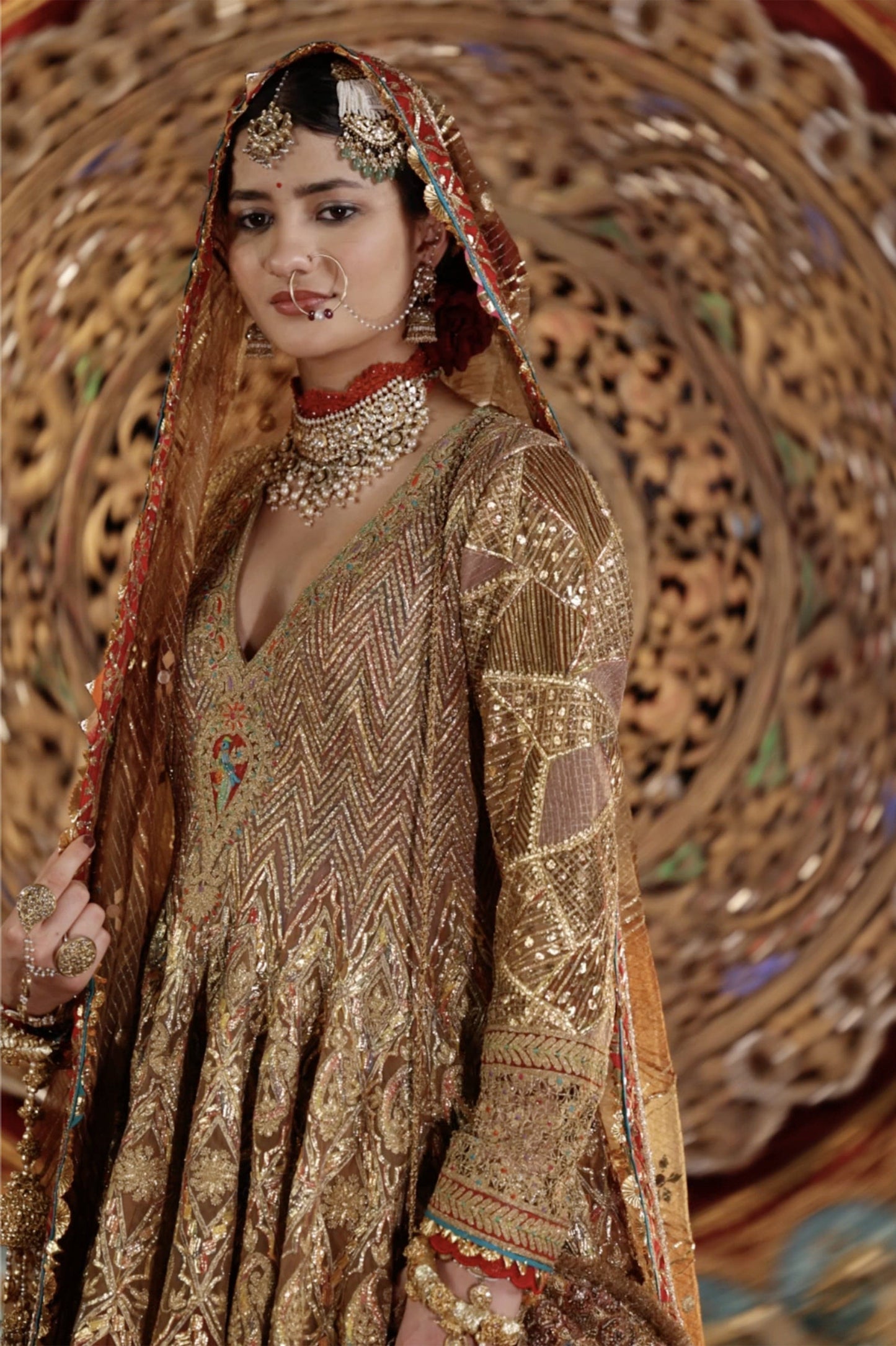 Burnished Gold Gota Kalidar Set