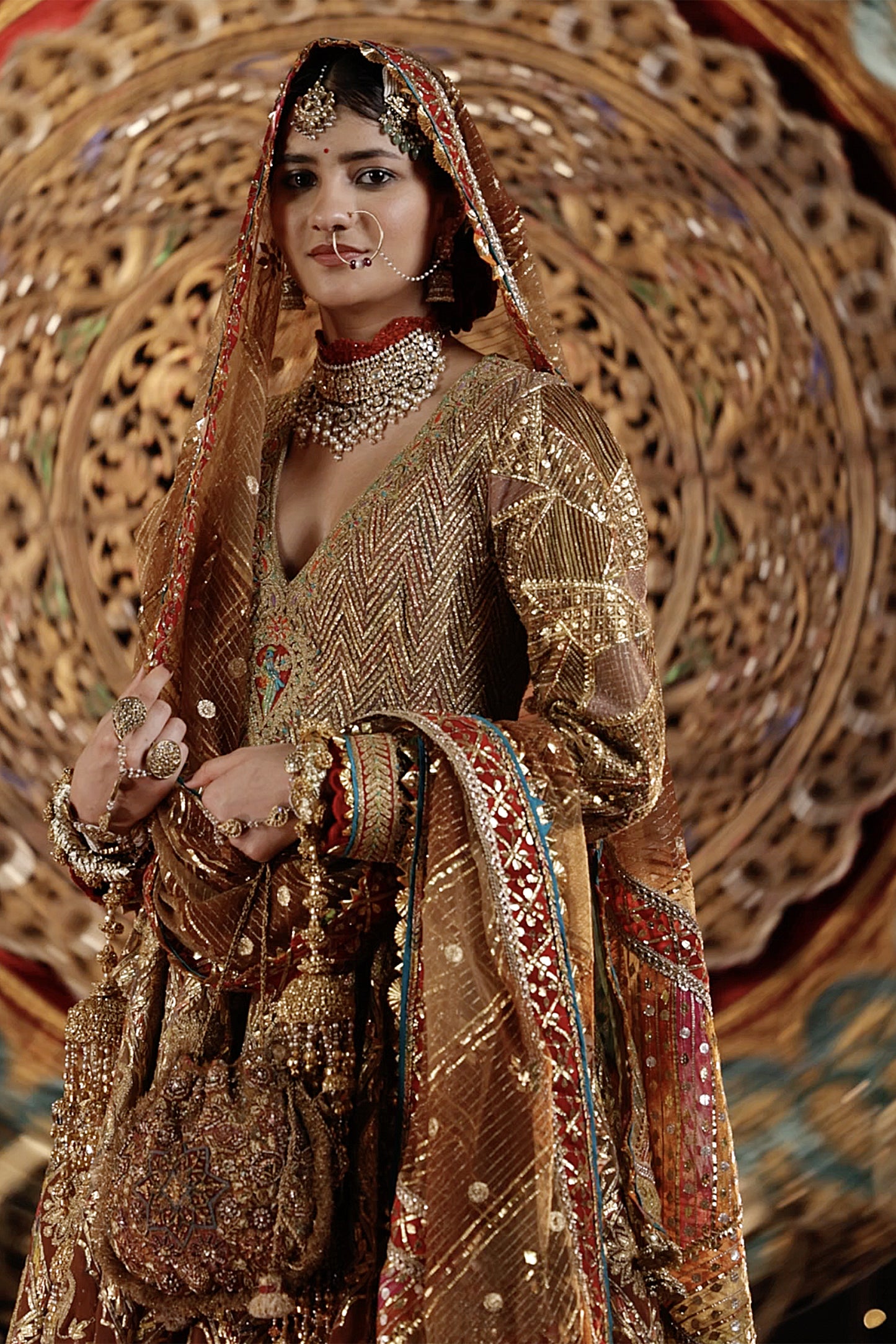 Burnished Gold Gota Kalidar Set