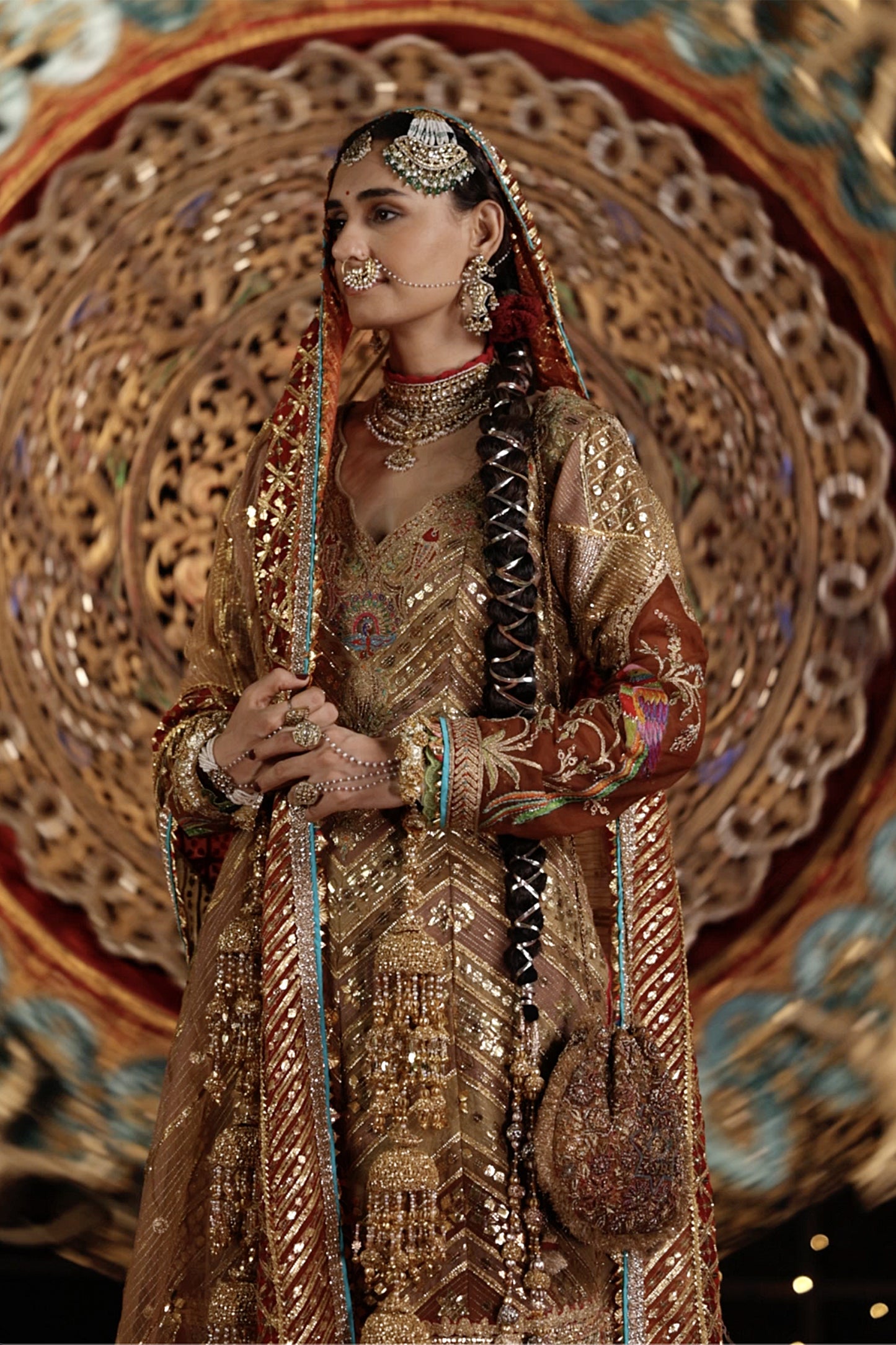 Burnished Gold Gota Kalidar Kurta Set