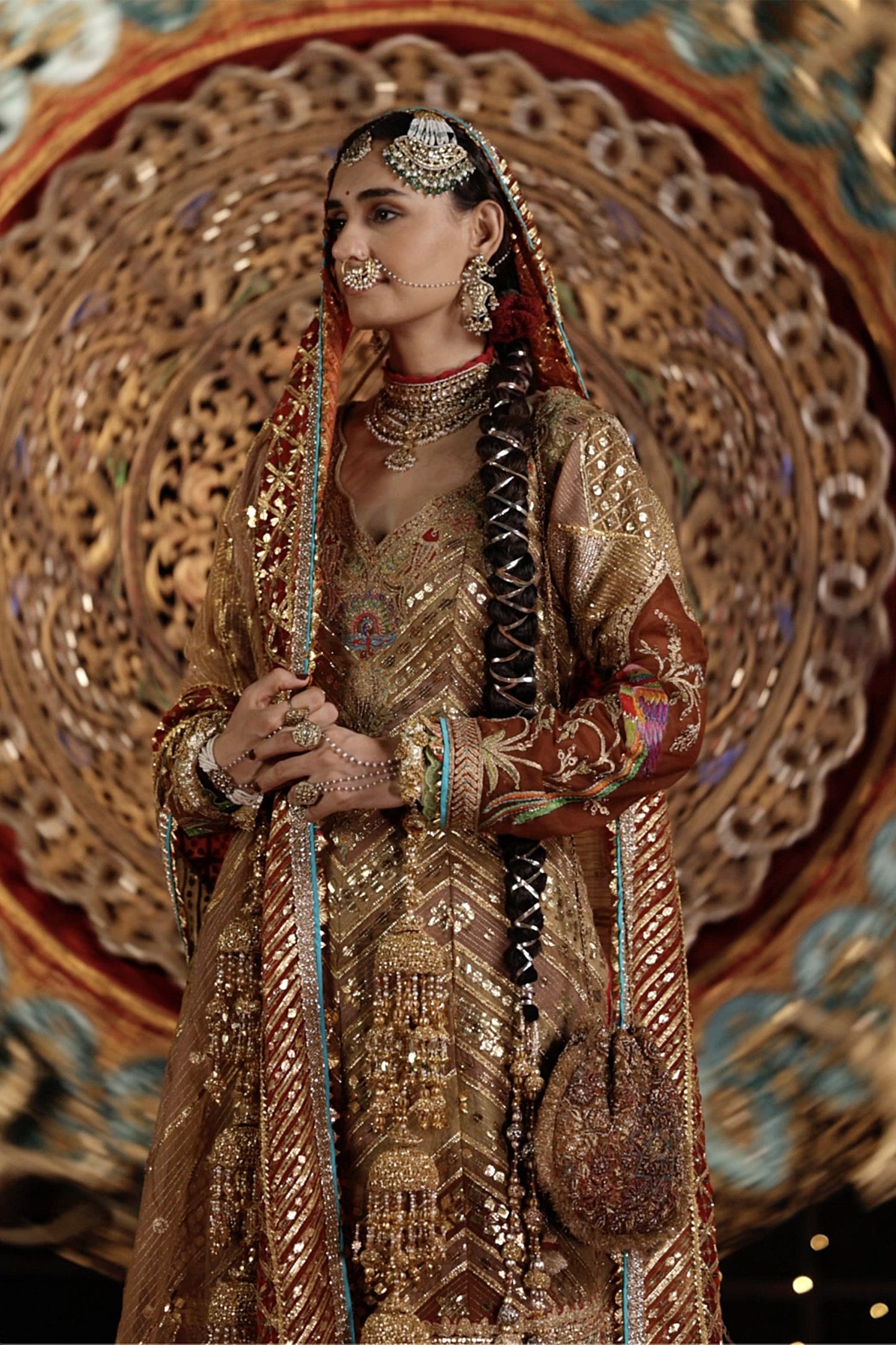 Burnished Gold Gota Kalidar Kurta Set