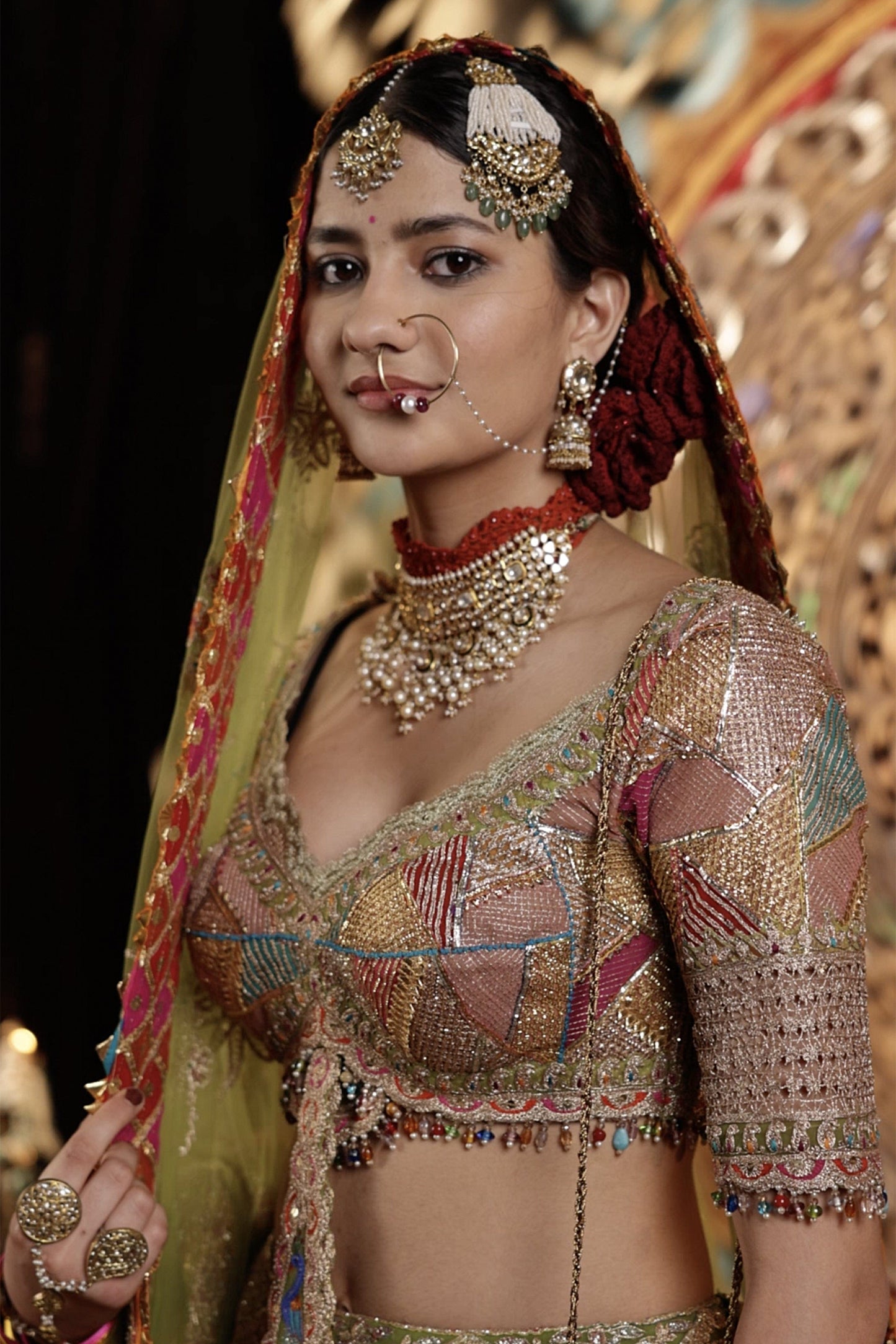 Lime-Green Gota Lehenga Set