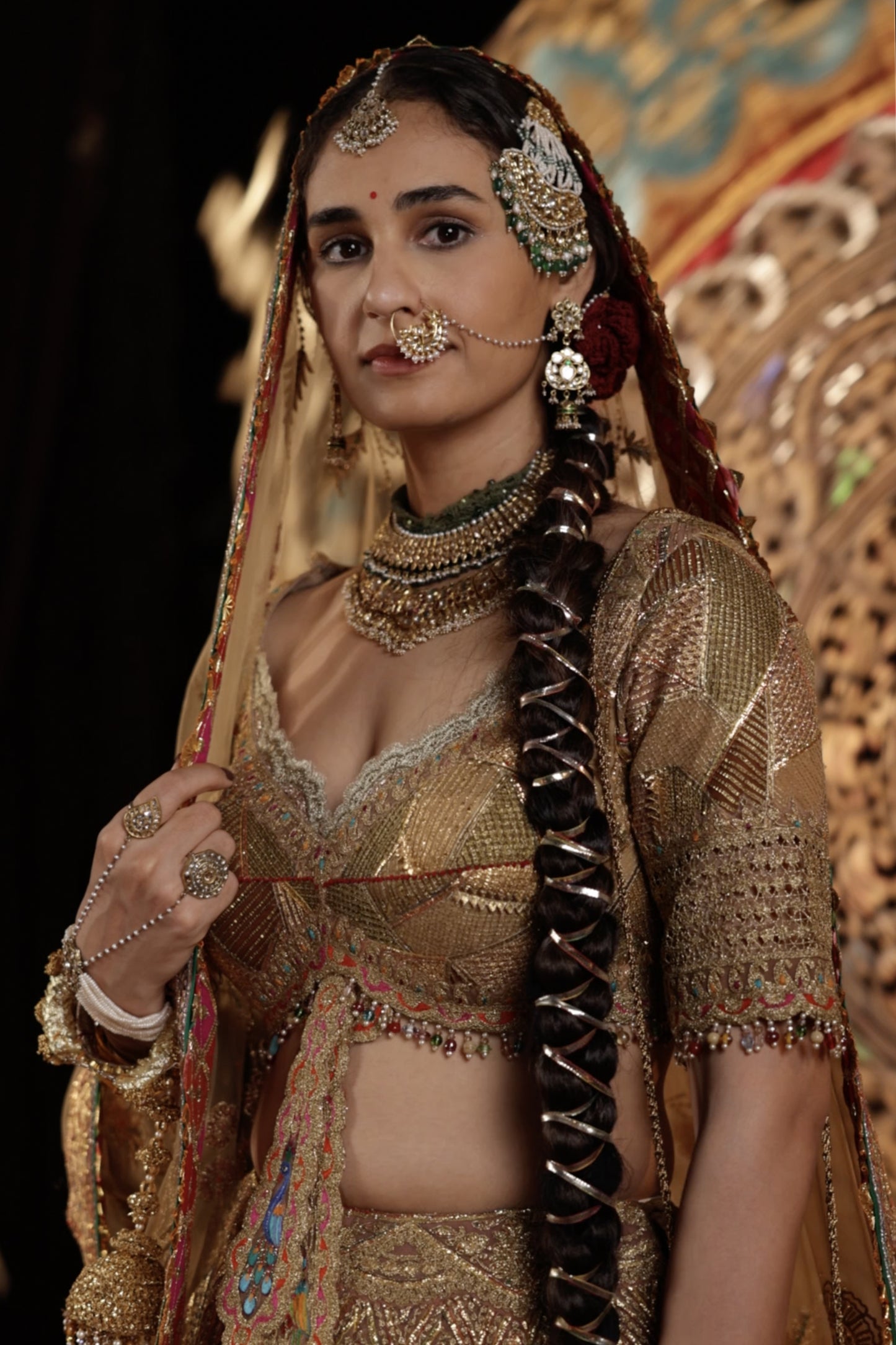 Burnished Gold Gota Lehenga Set