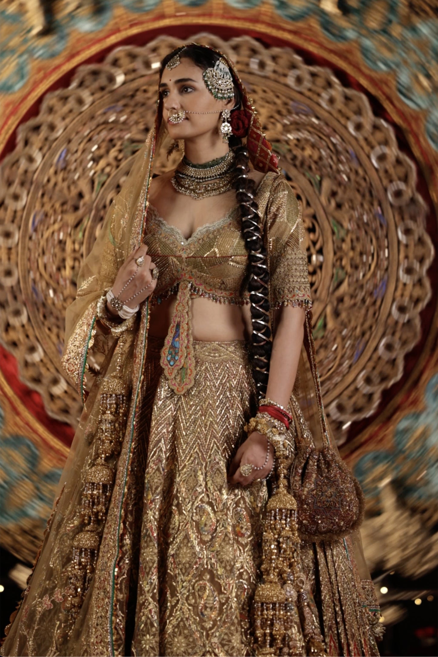 Burnished Gold Gota Lehenga Set