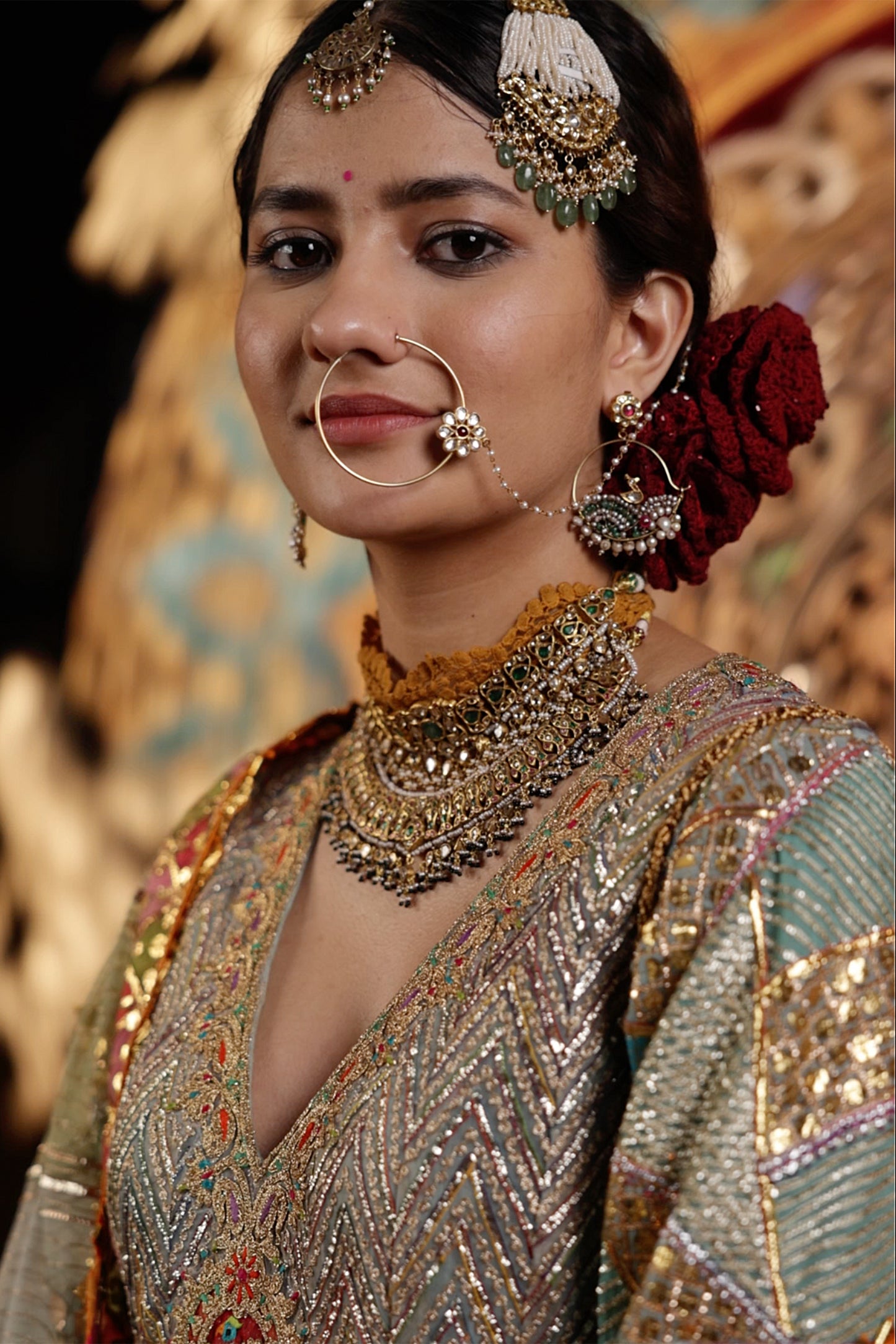 Pale Blue Gota Kalidar Set
