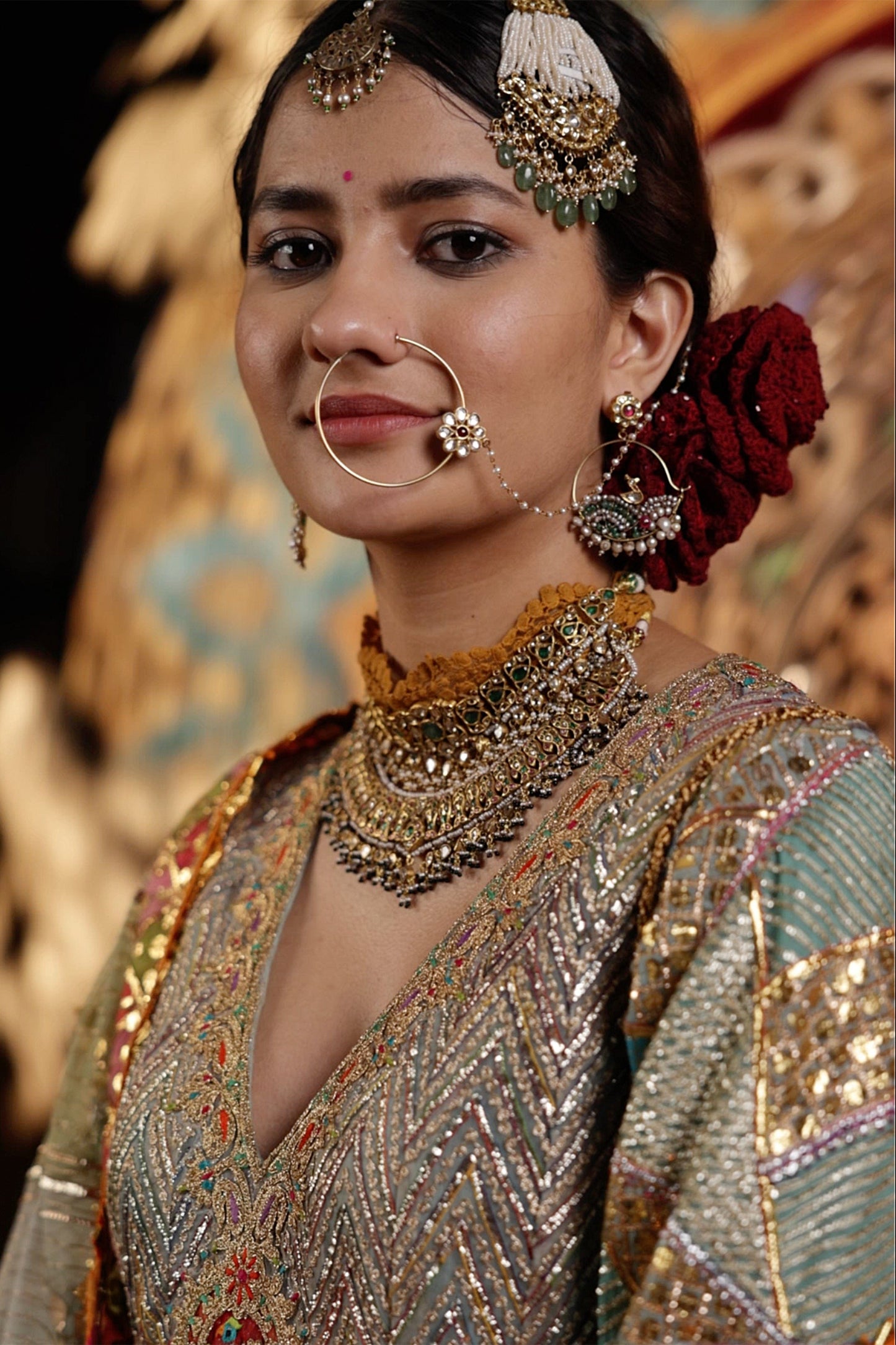 Pale Blue Gota Kalidar Set