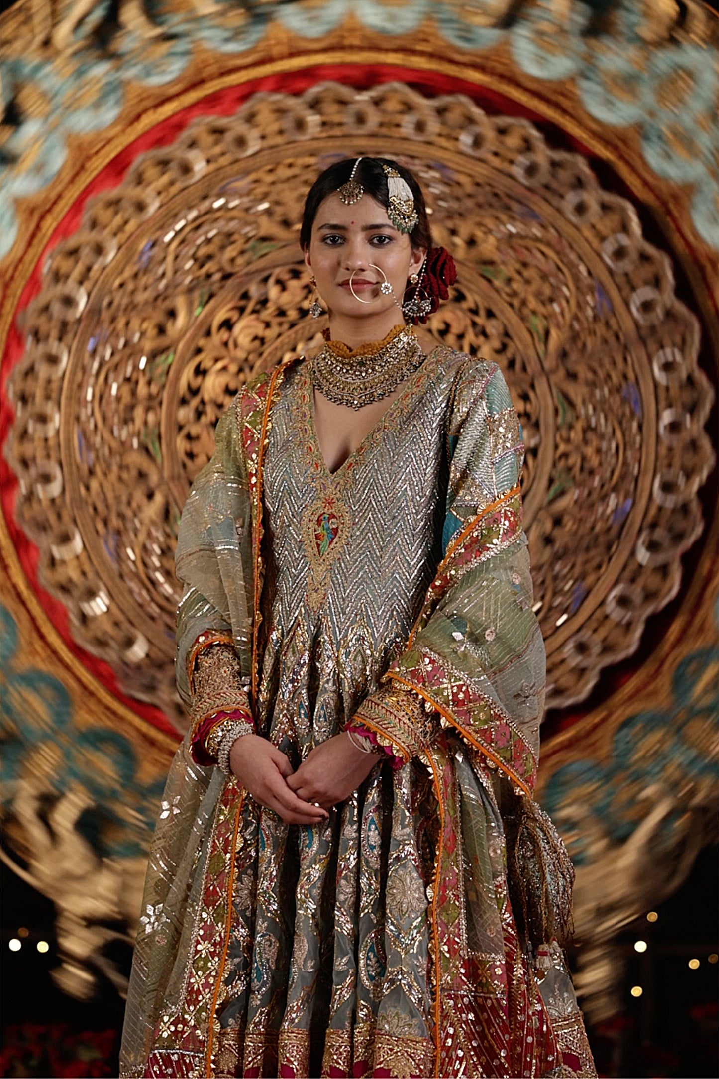 Pale Blue Gota Kalidar Set