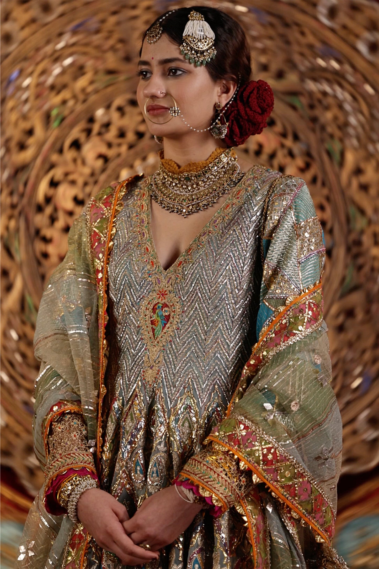 Pale Blue Gota Kalidar Set