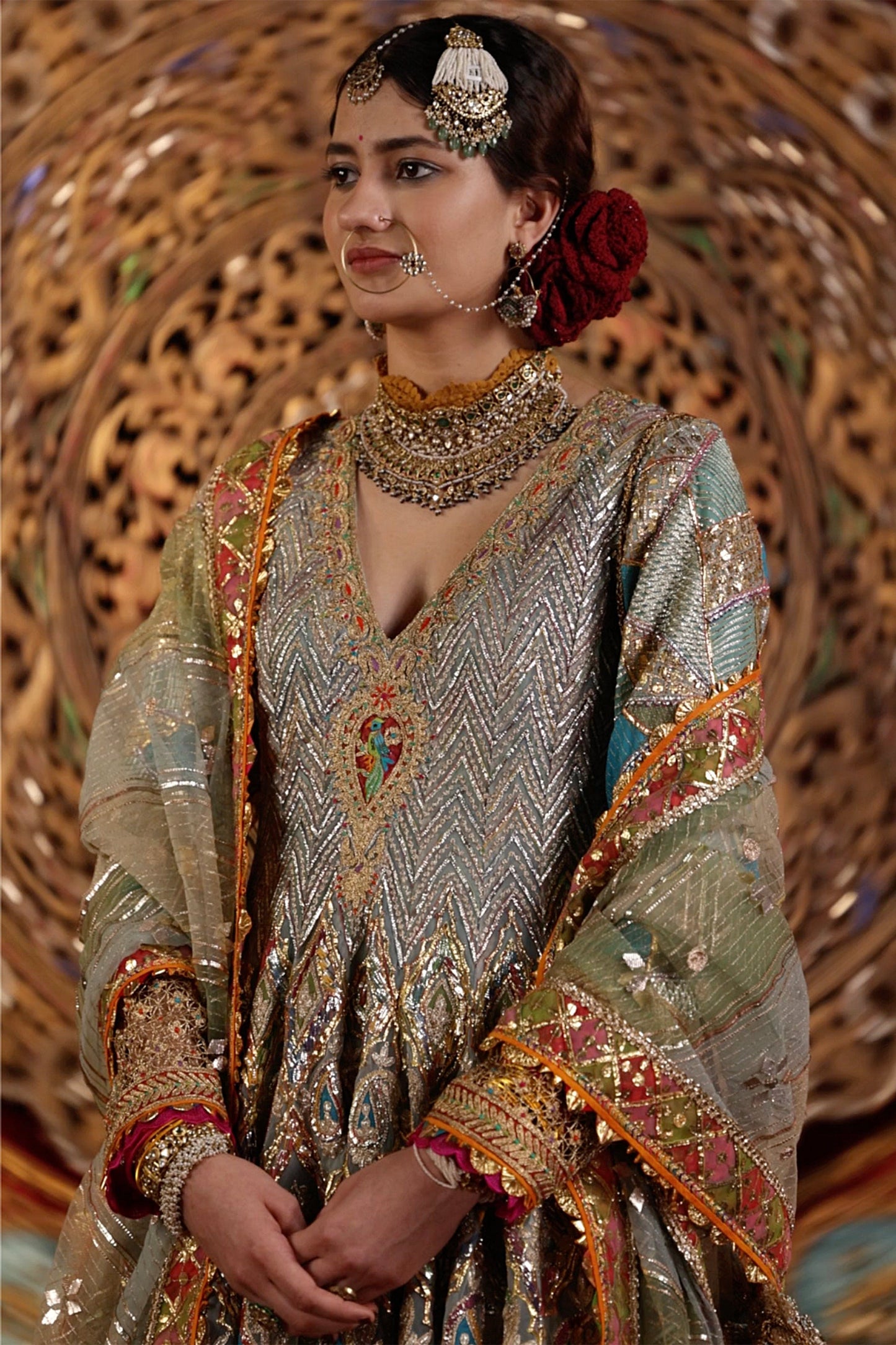 Pale Blue Gota Kalidar Set