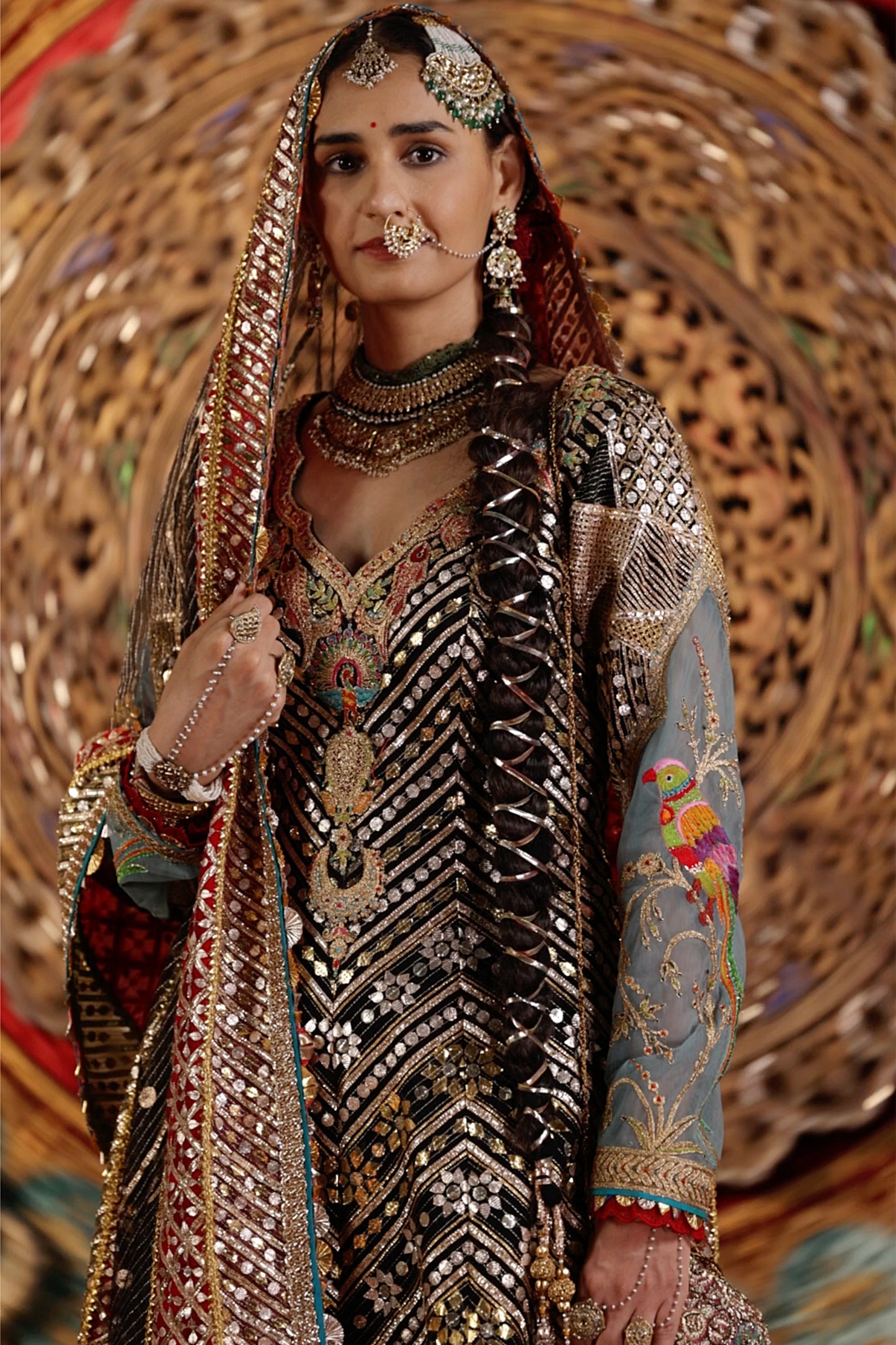 Black and Gold Gota Kalidar Kurta Set