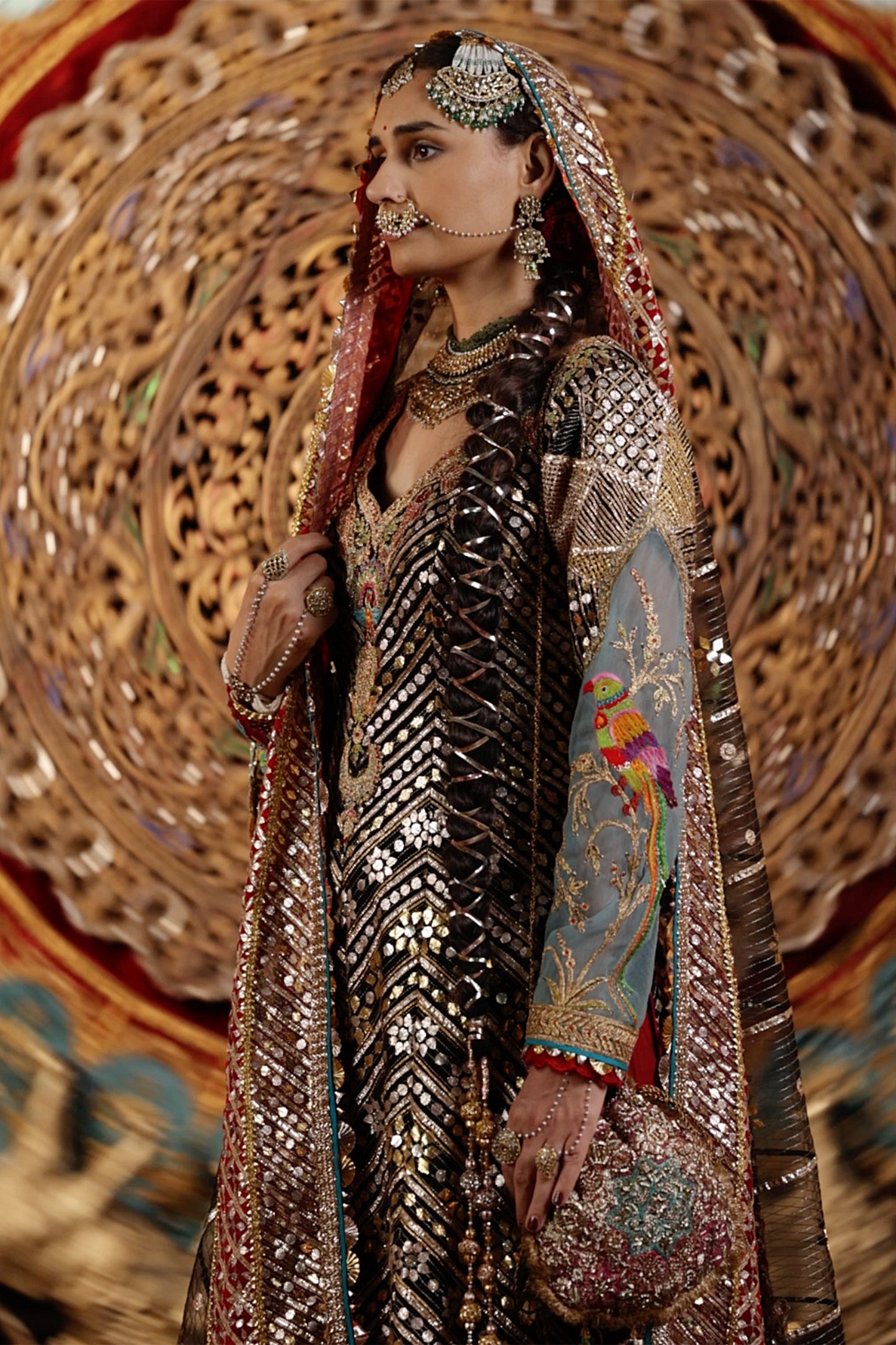 Black and Gold Gota Kalidar Kurta Set