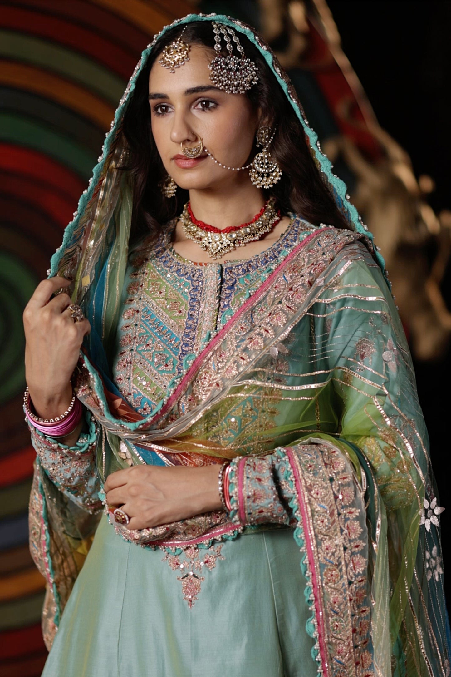 Pale Blue Silk Sharara Set