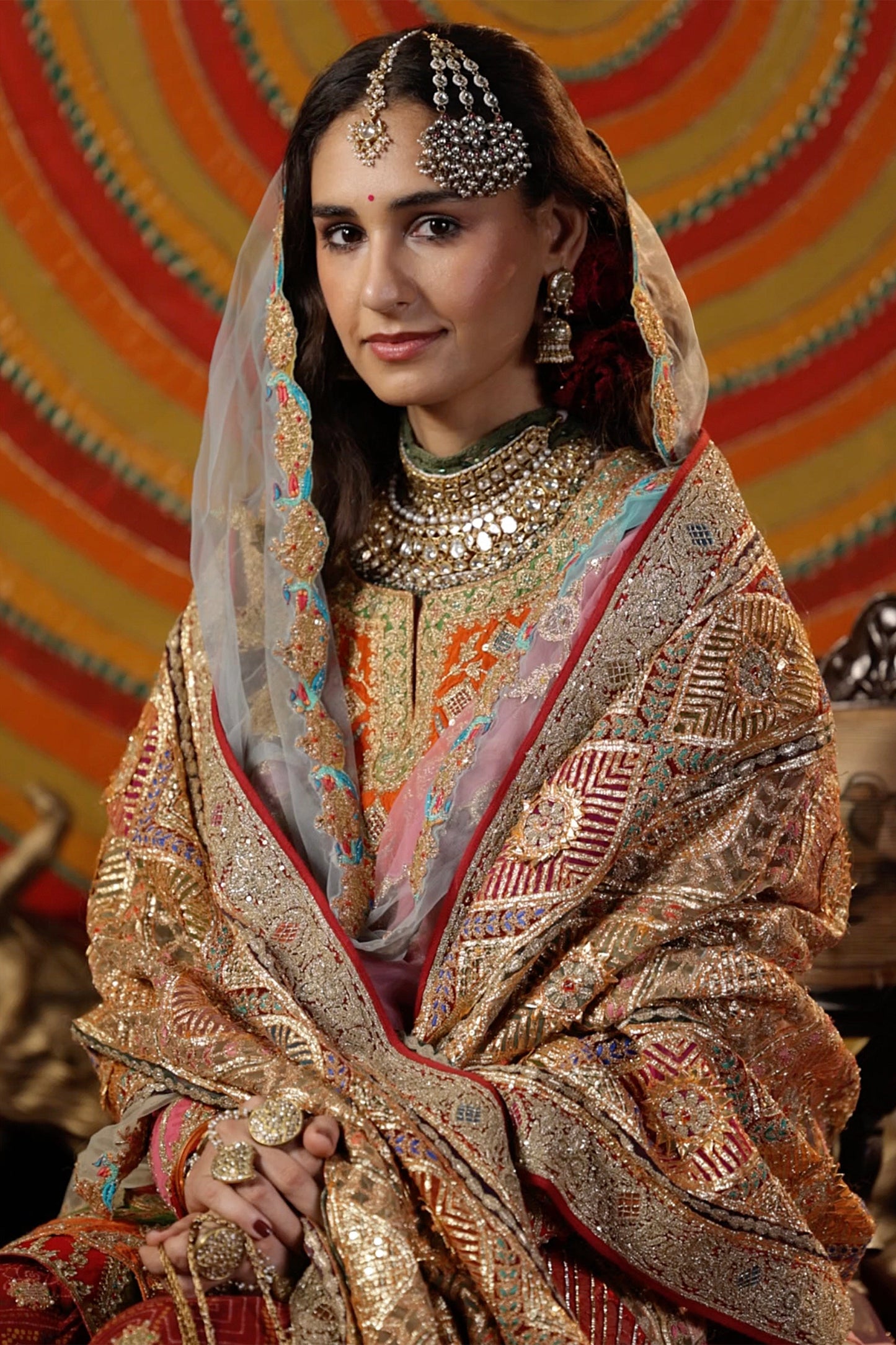 Maroon Bandhej Kurti & Gharara