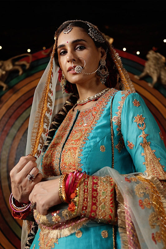 Turquoise Tulle Sharara Set