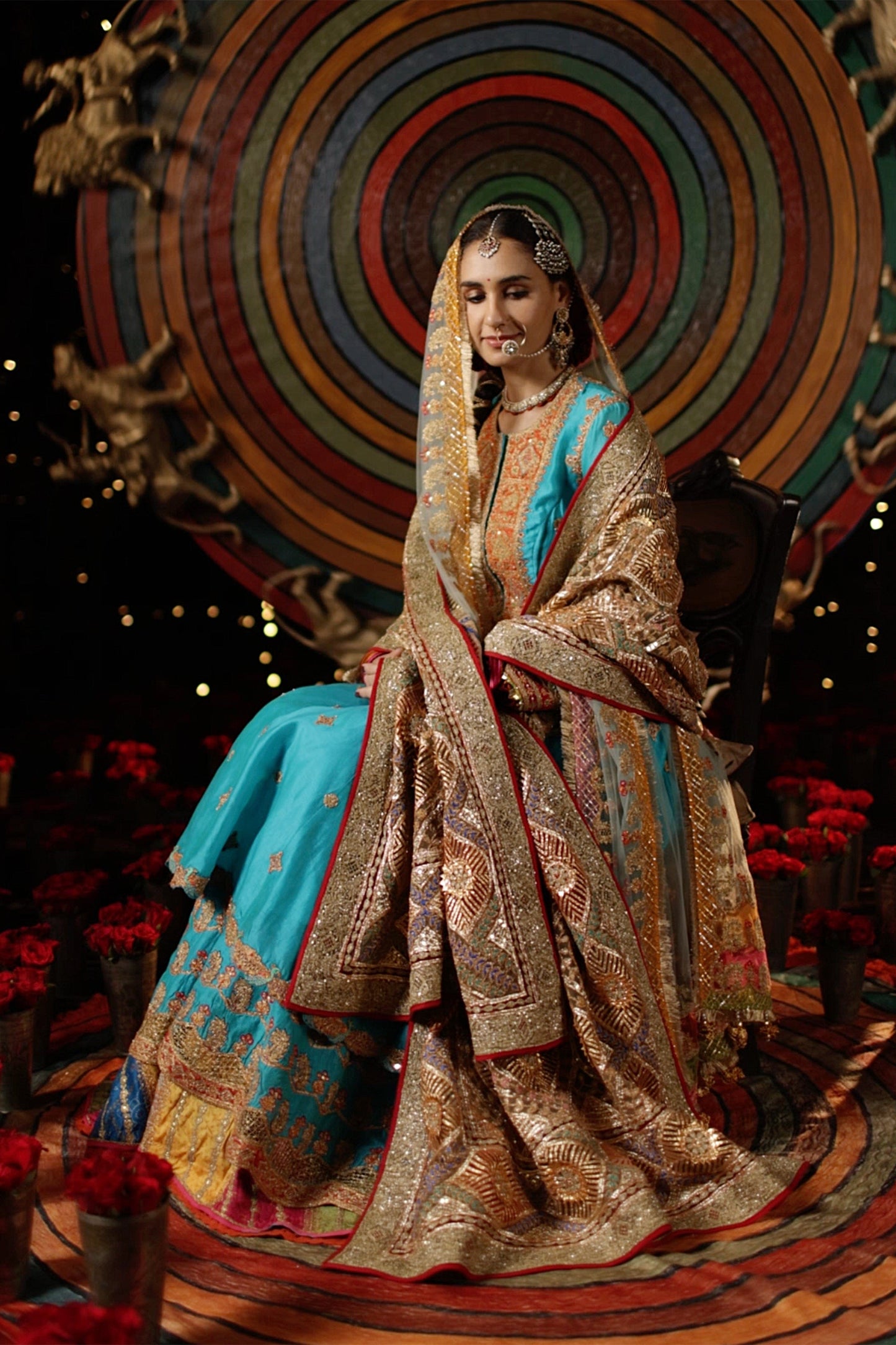 Turquoise Tulle Sharara Set