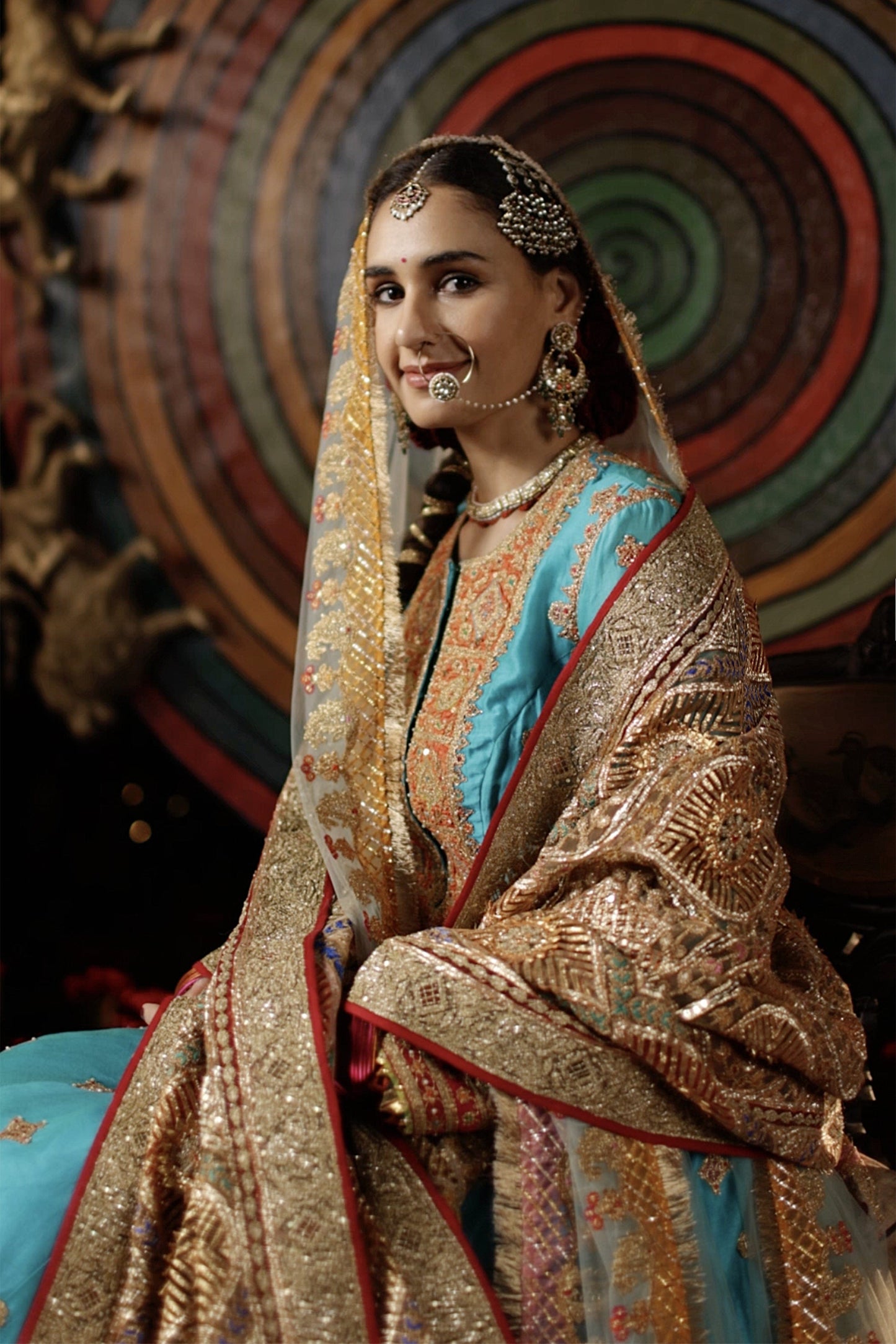 Turquoise Tulle Sharara Set