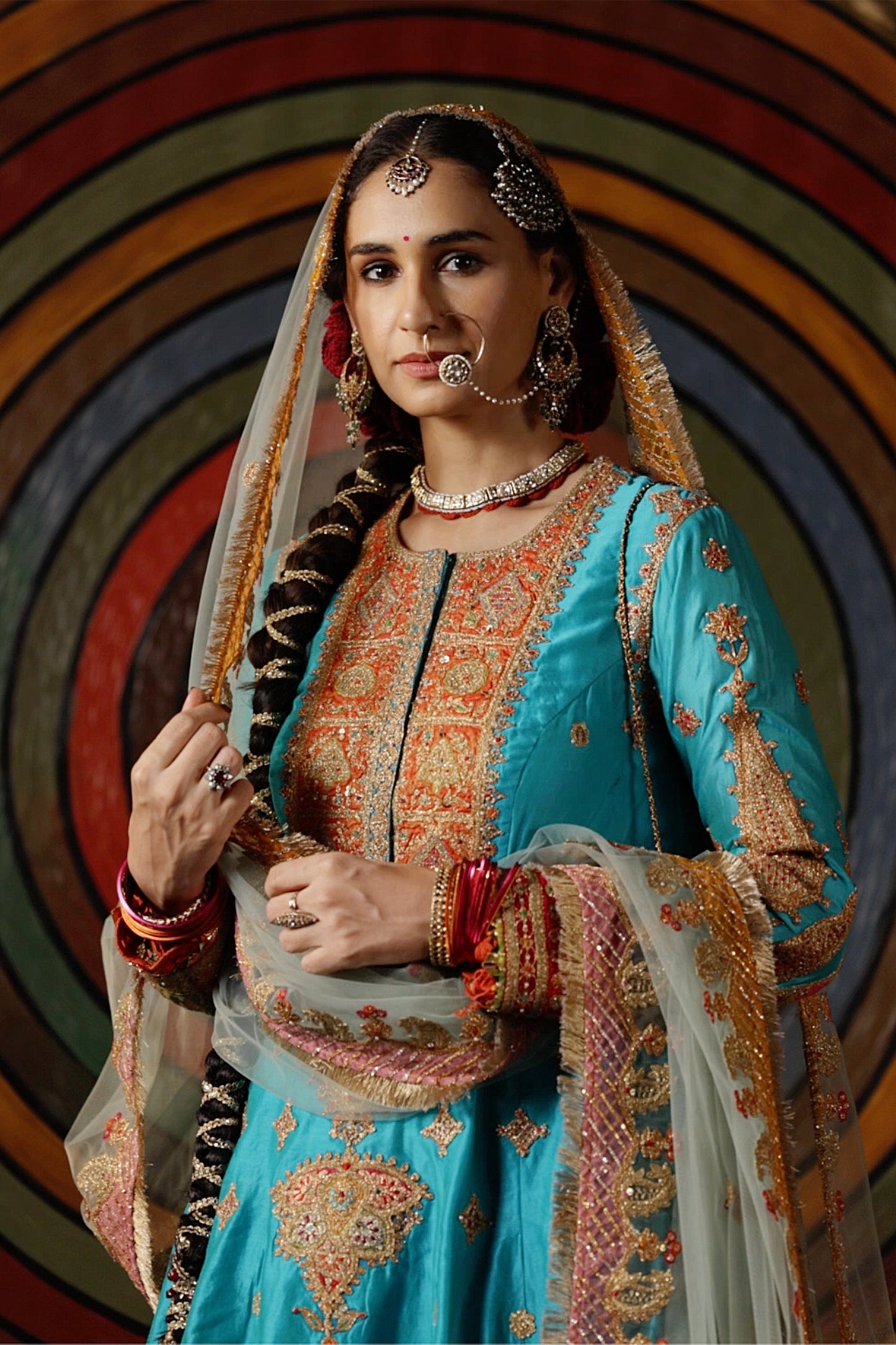 Turquoise Tulle Sharara Set
