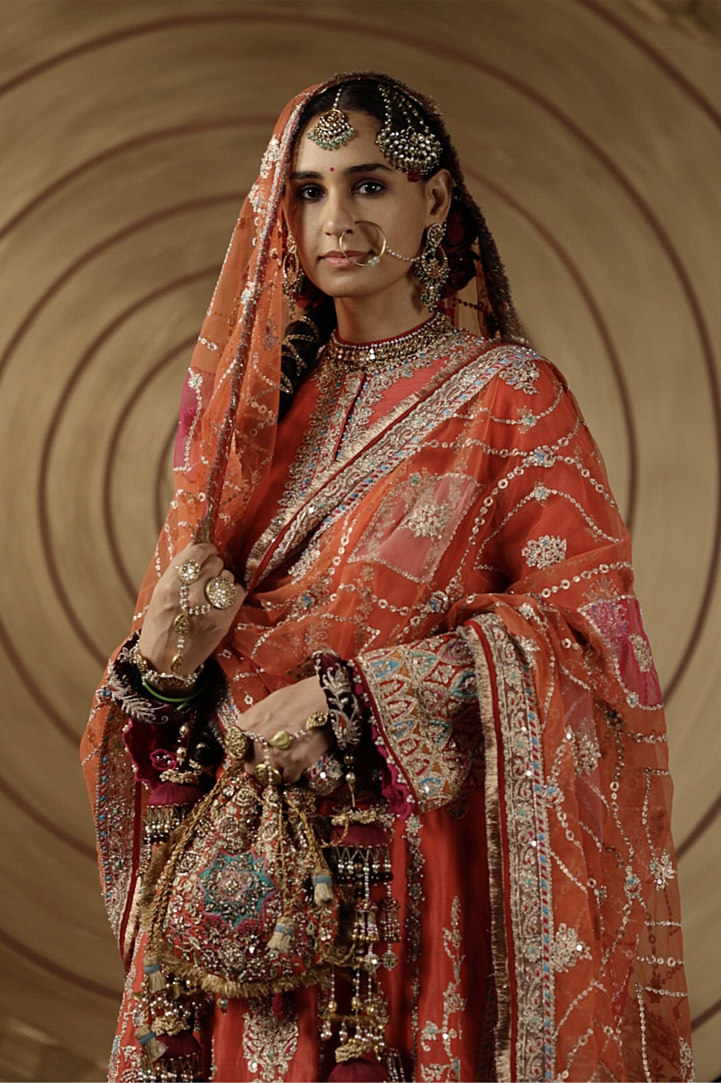 Coral Tulle Kalidar Kurta Set