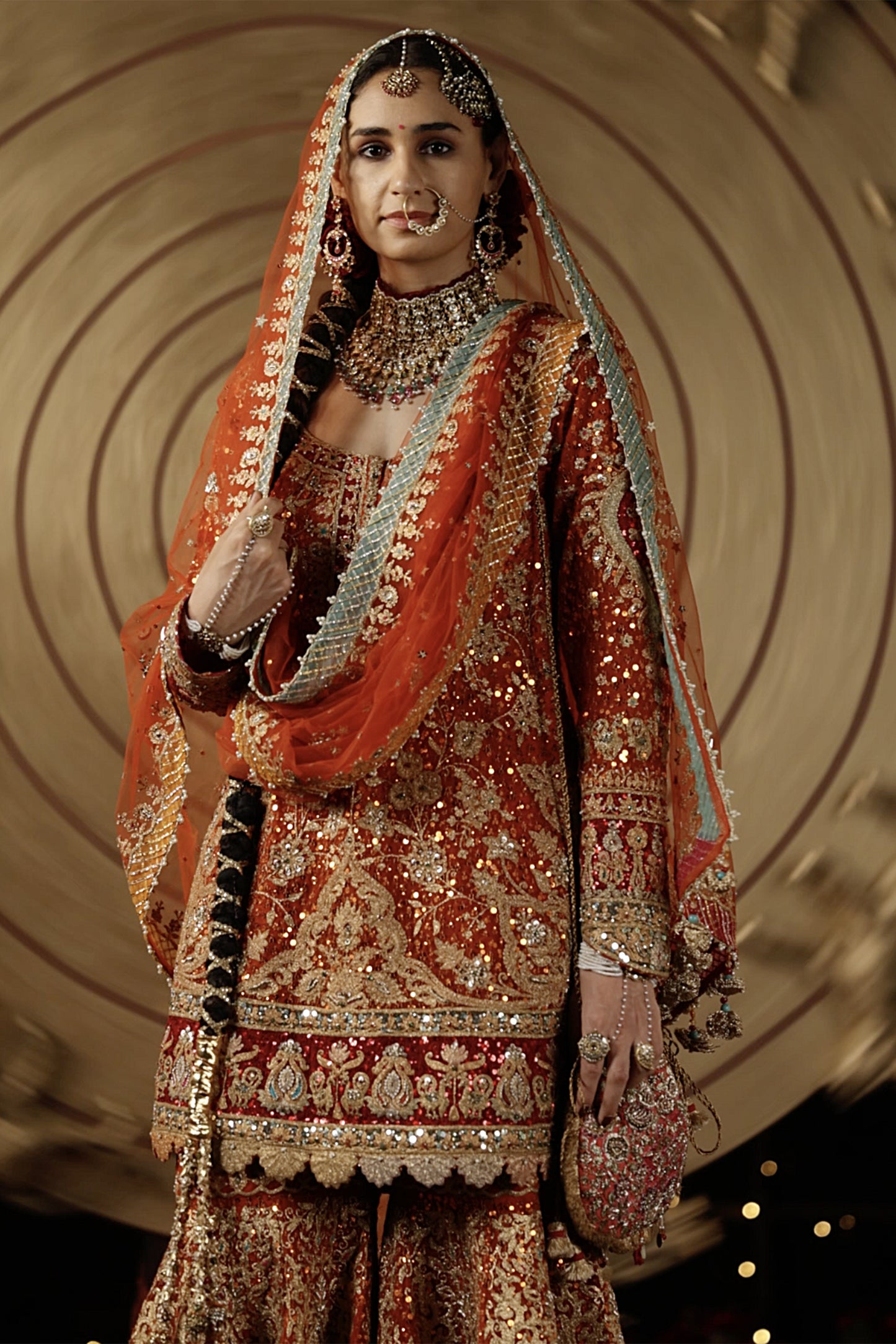 Cinnamon Blended Silk Sharara Set
