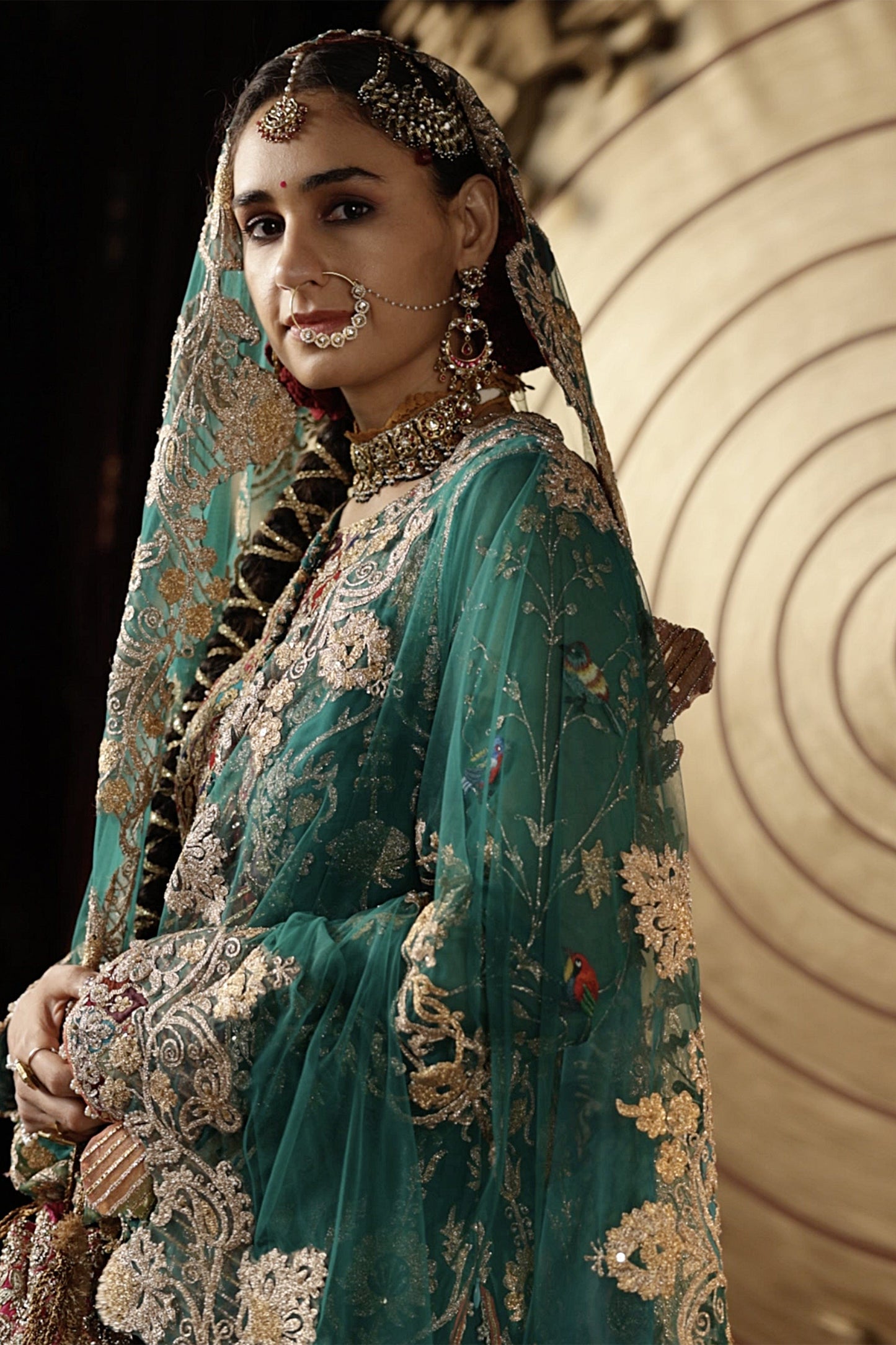Teal Green Silk Sharara Set