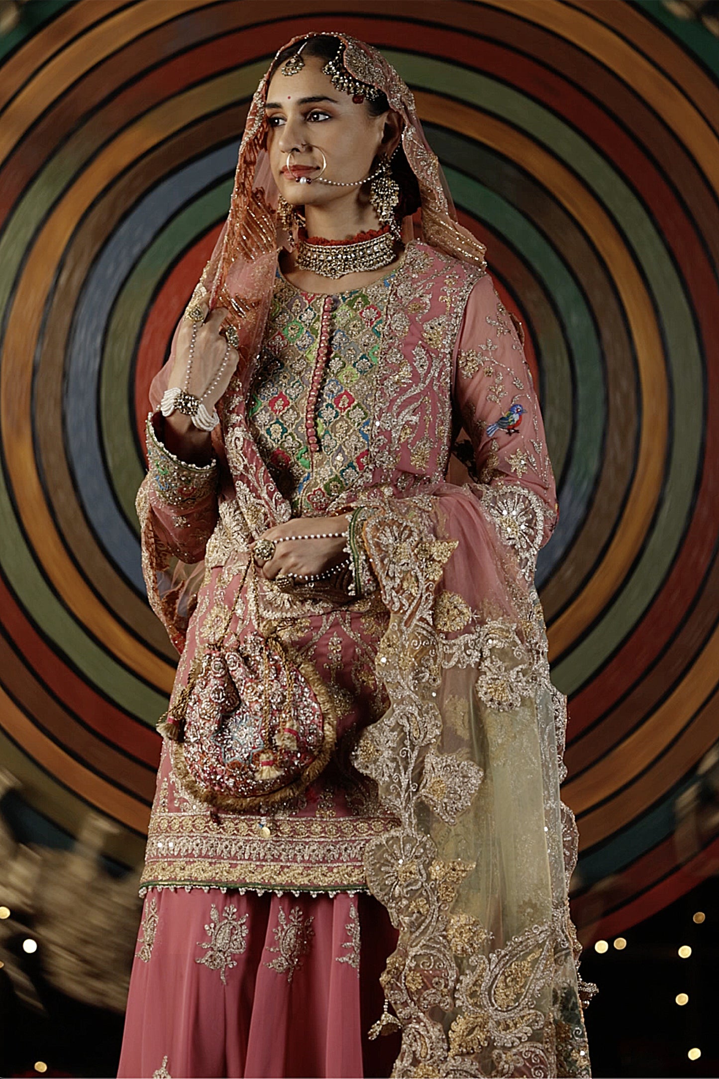 Carnation Pink Silk Sharara Set