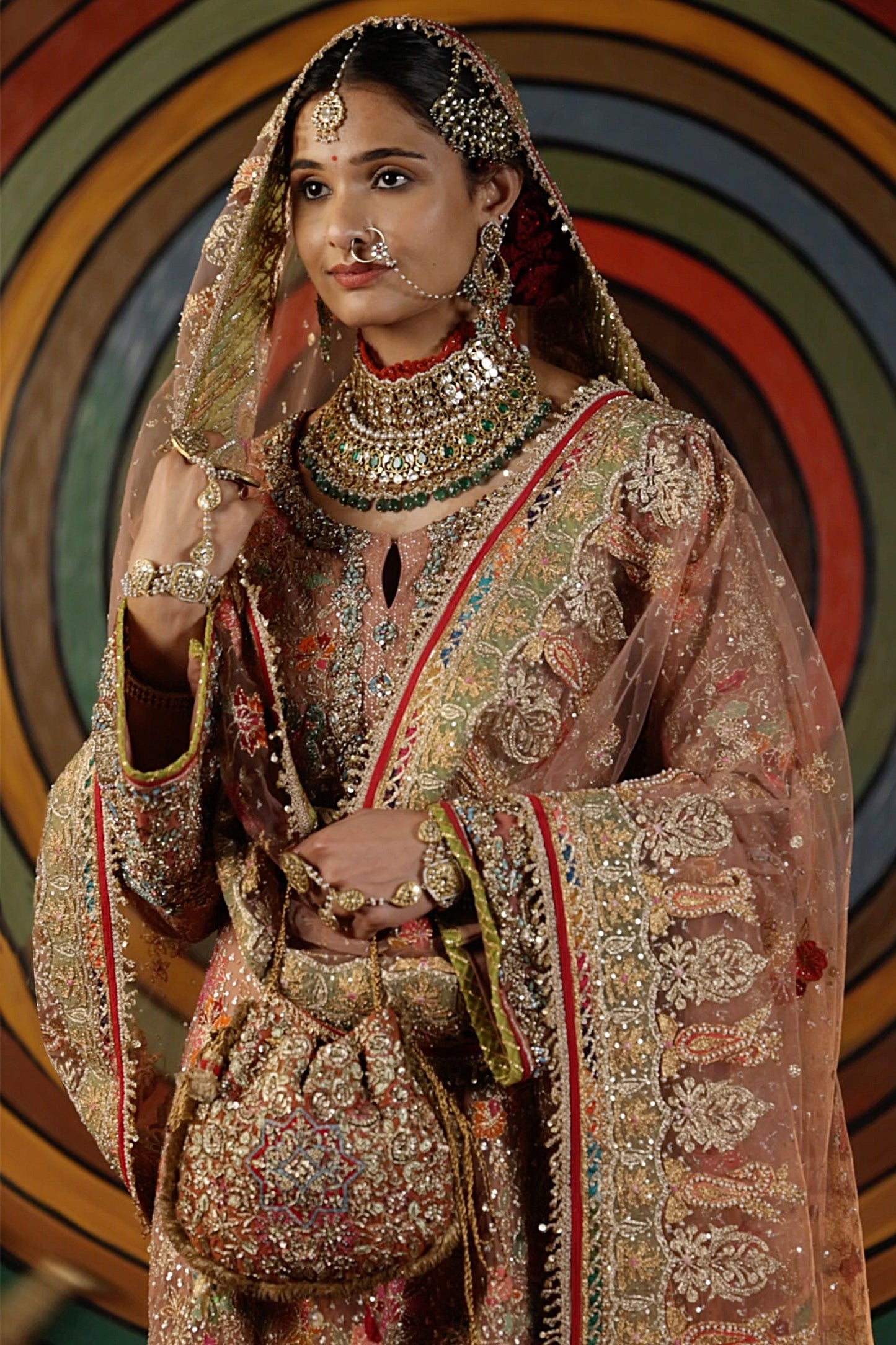 Earthy Blush Pink Tulle Kalidar Kurta Set