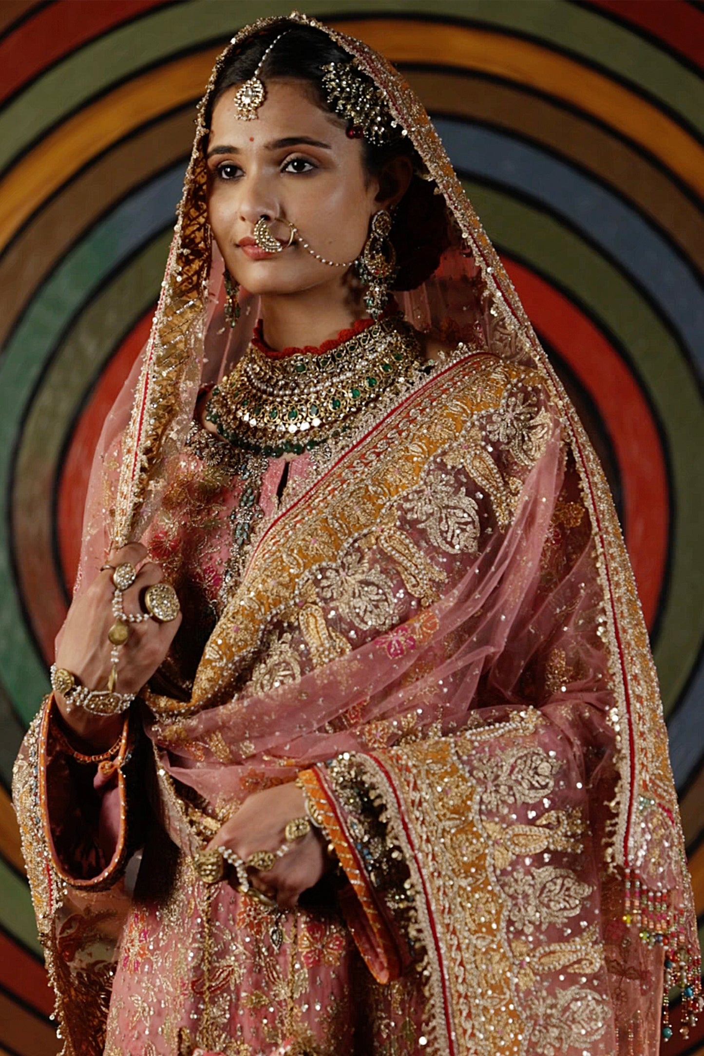 Pink Tulle Kalidar Kurta Set