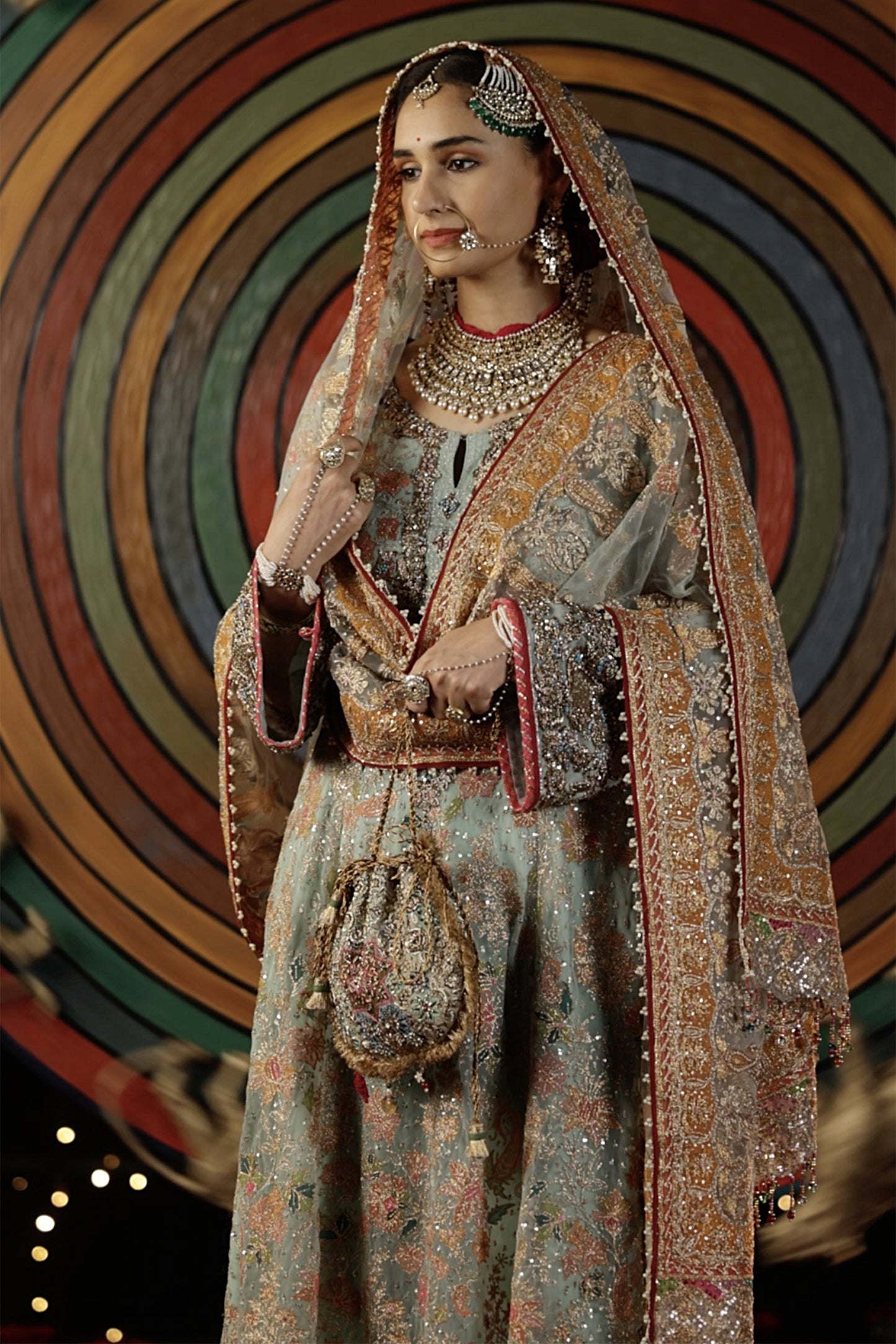 Pale Blue Tulle Kalidar Kurta Set