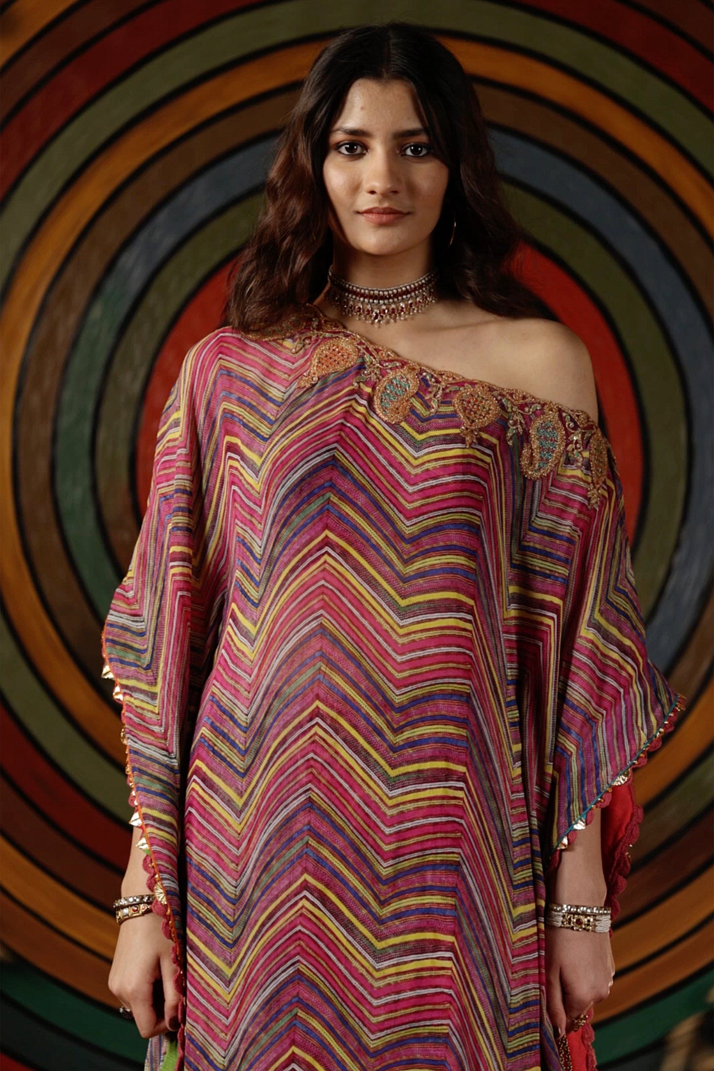 Lilac Leheriya Kaftan & Sharara Set