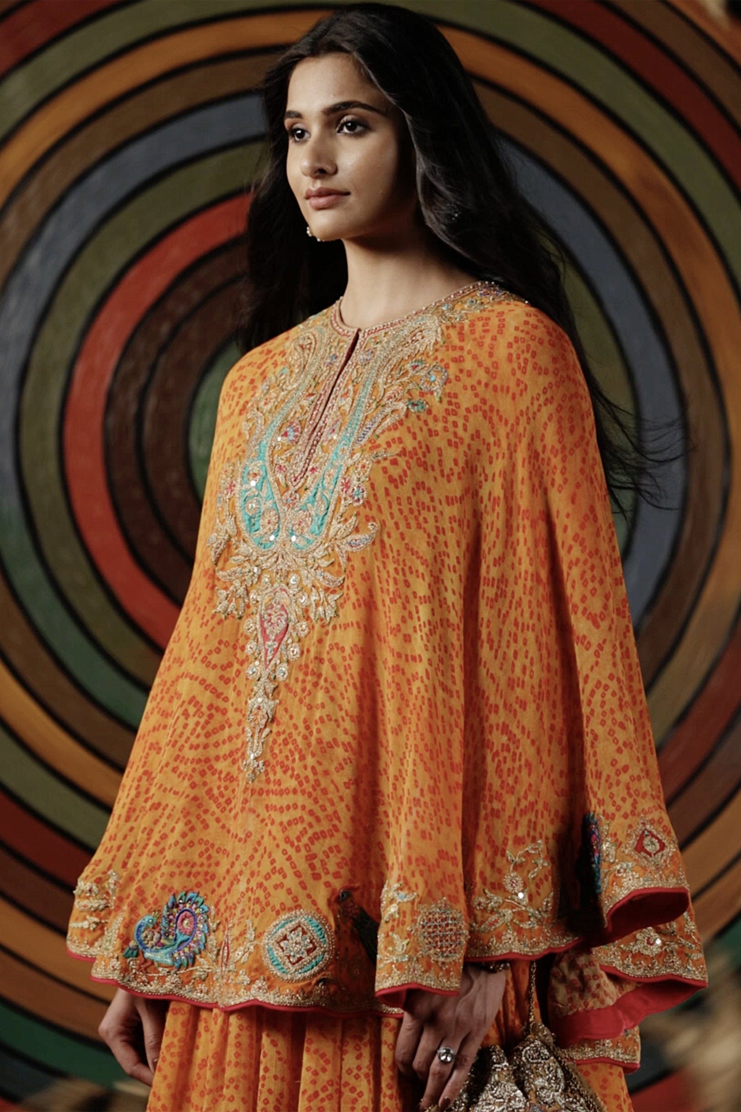 Orange Kalidar Capelet Set