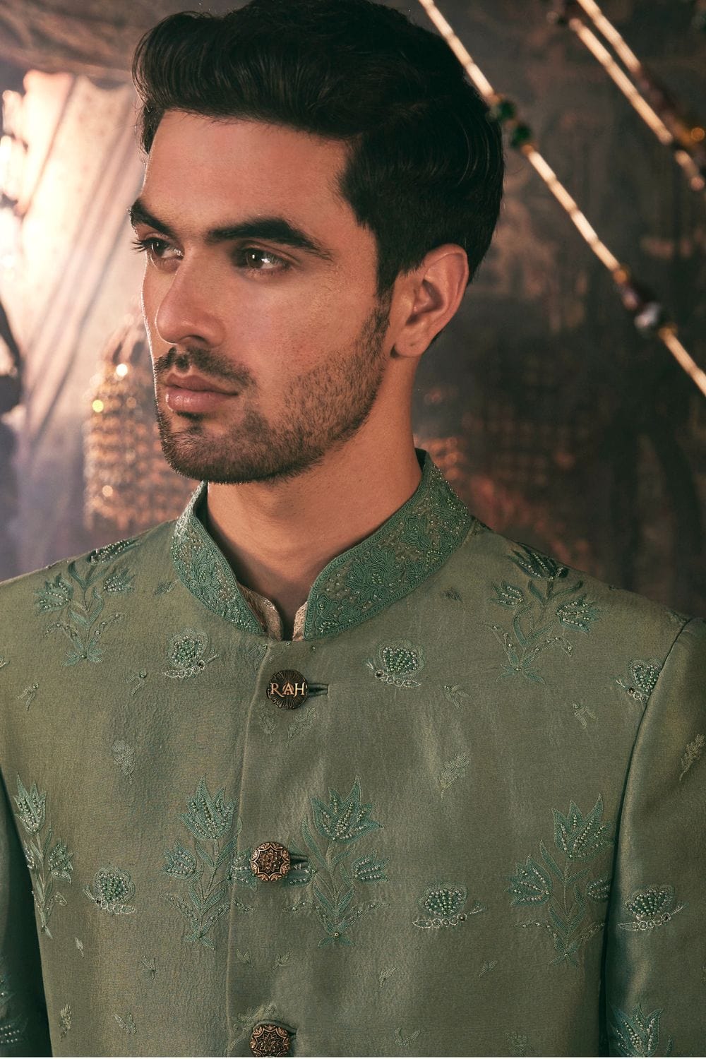 Teal Green Sherwani Set