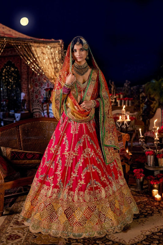 Pomegranate Hued Lehenga set