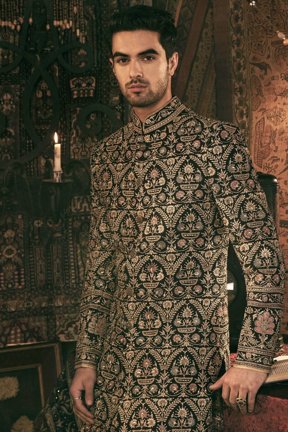 Black Sherwani Set
