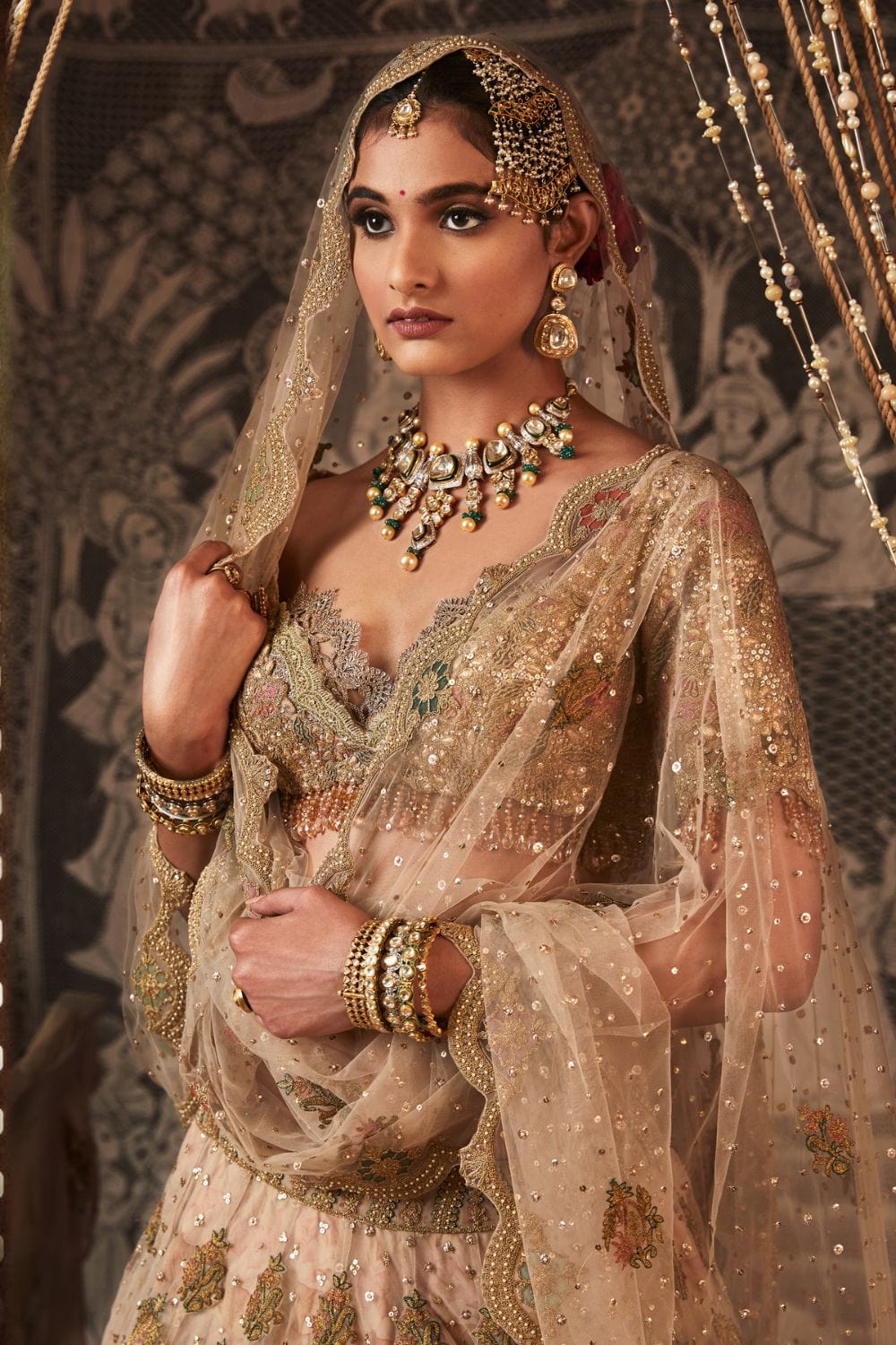 Pale ivory Lehenga Set