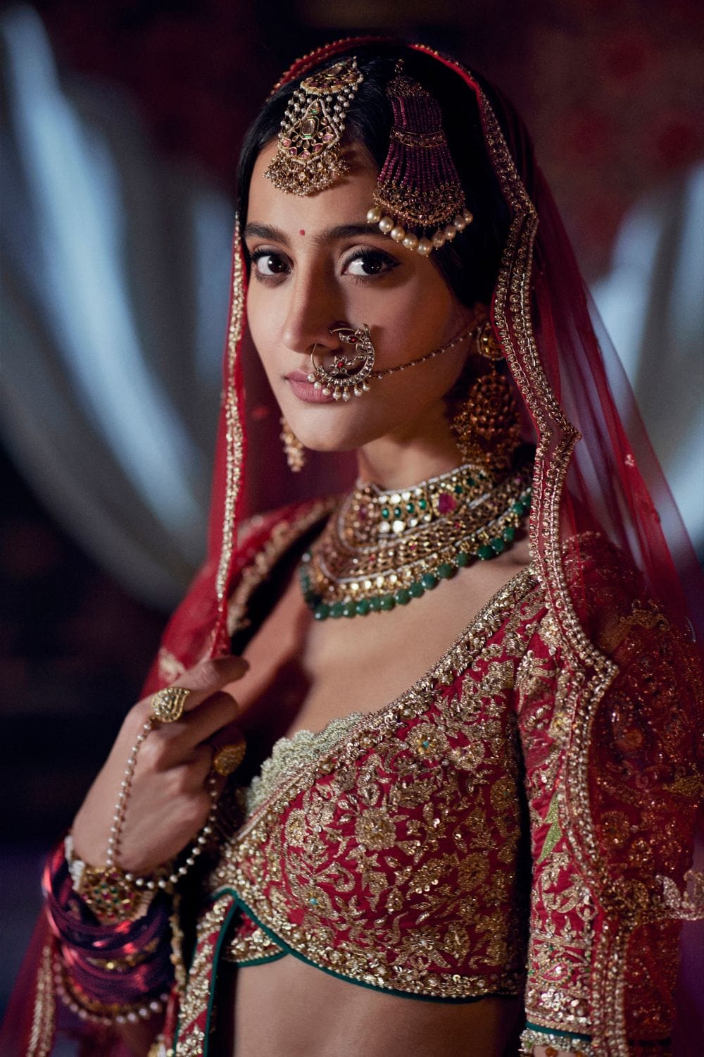 Pomegranate Hued Lehenga set