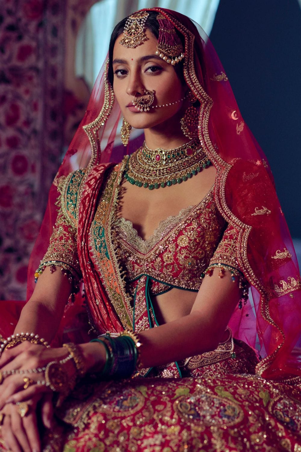 Pomegranate Hued Lehenga set