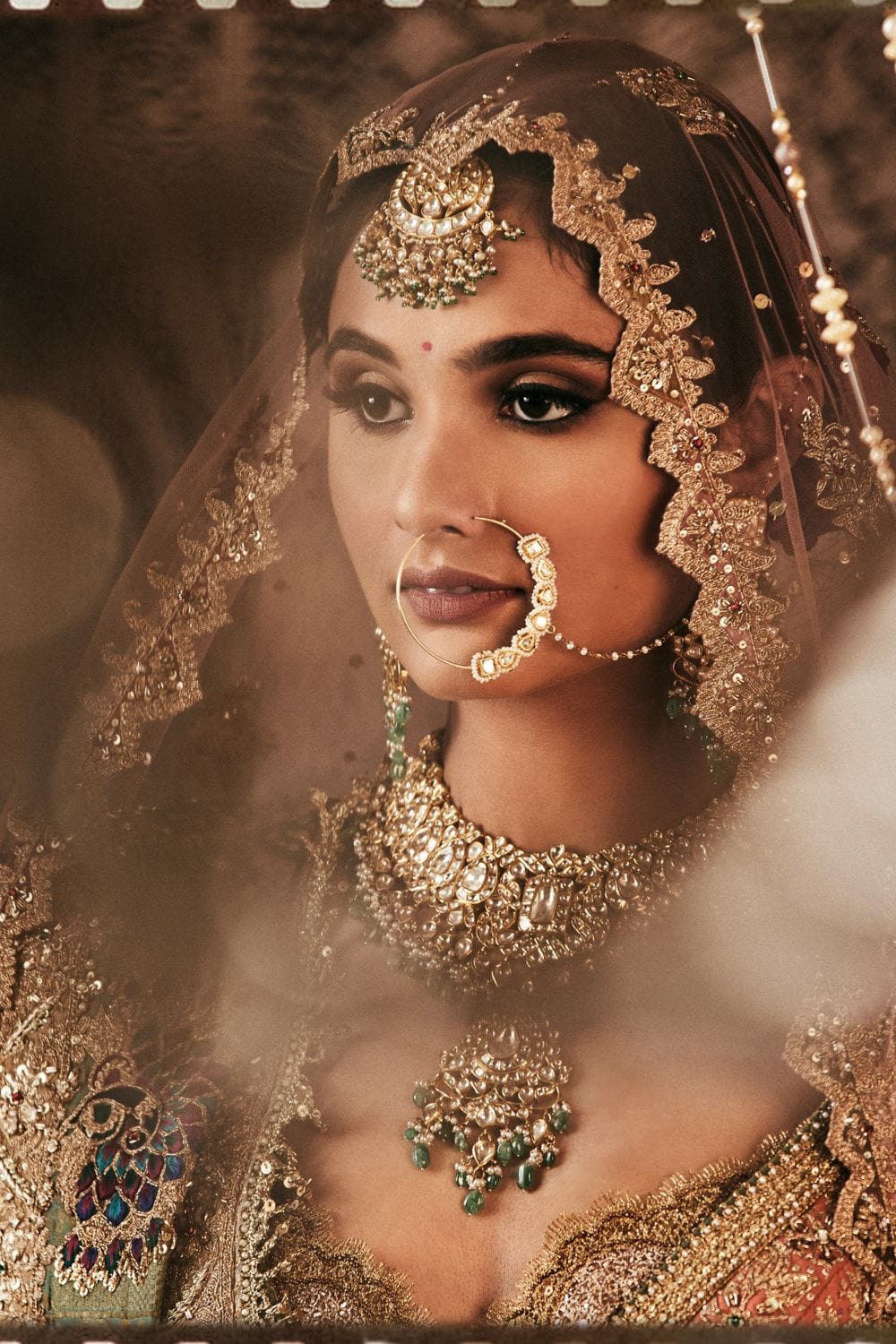 Peach pink silk lehenga with blouse and dupatta