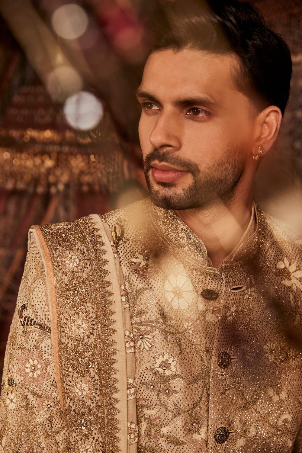 Ivory-Gold Sherwani Set