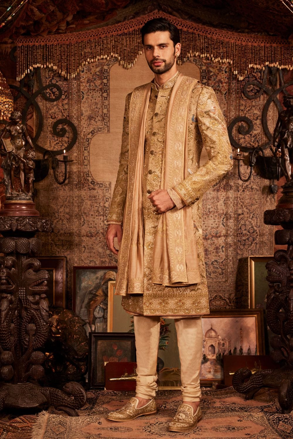 Burnished Gold Sherwani Set