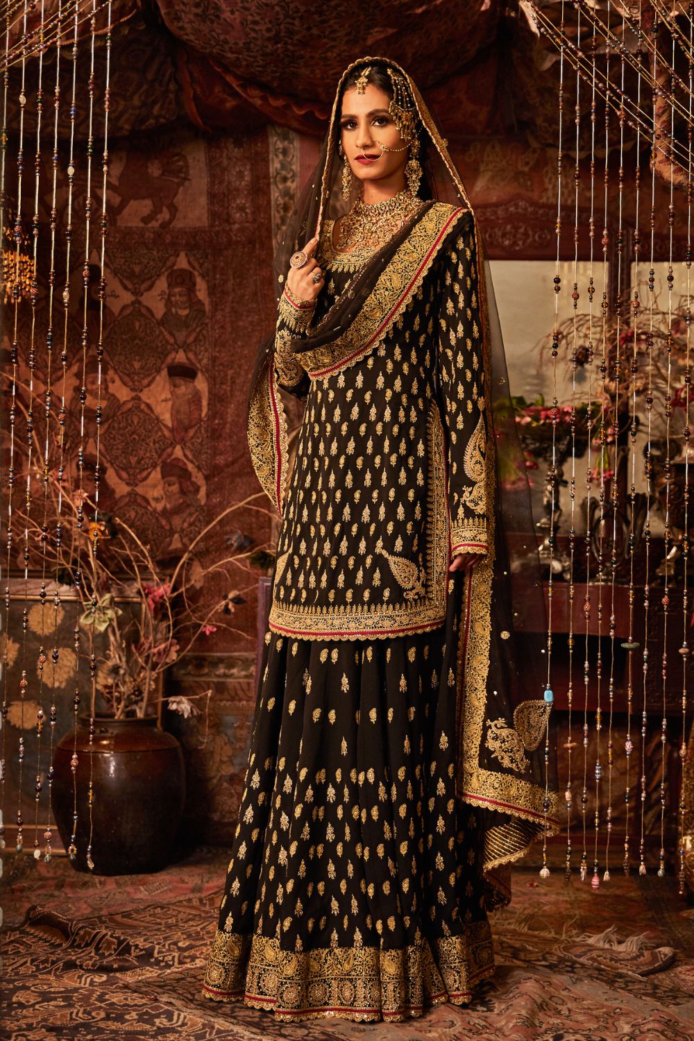 Black and shop golden sharara